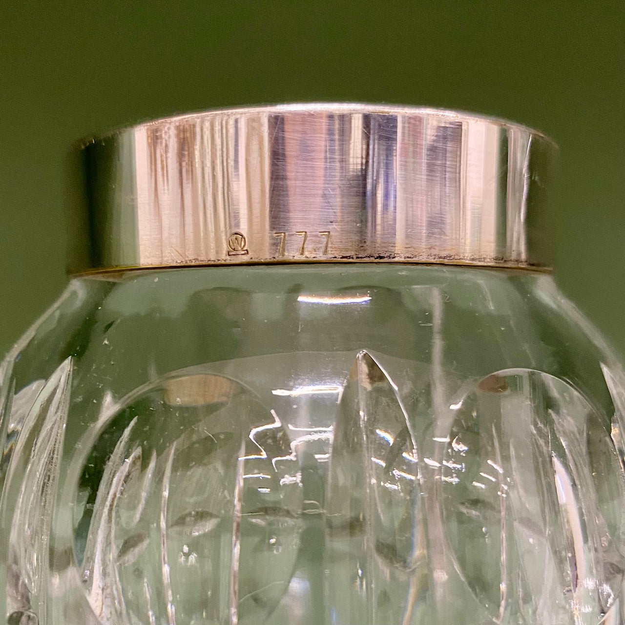 Beautiful Cut Crystal Cocktail Shaker with Silver Plated Lid