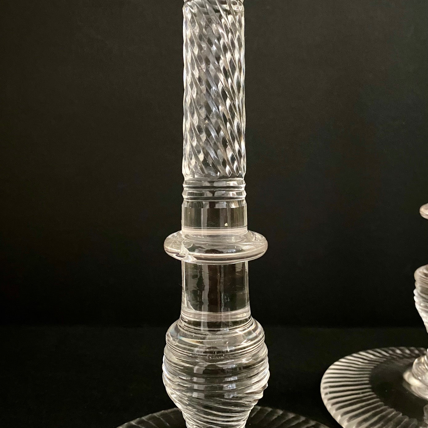 Exceptional TALL Pair Victorian Crystal Candlesticks