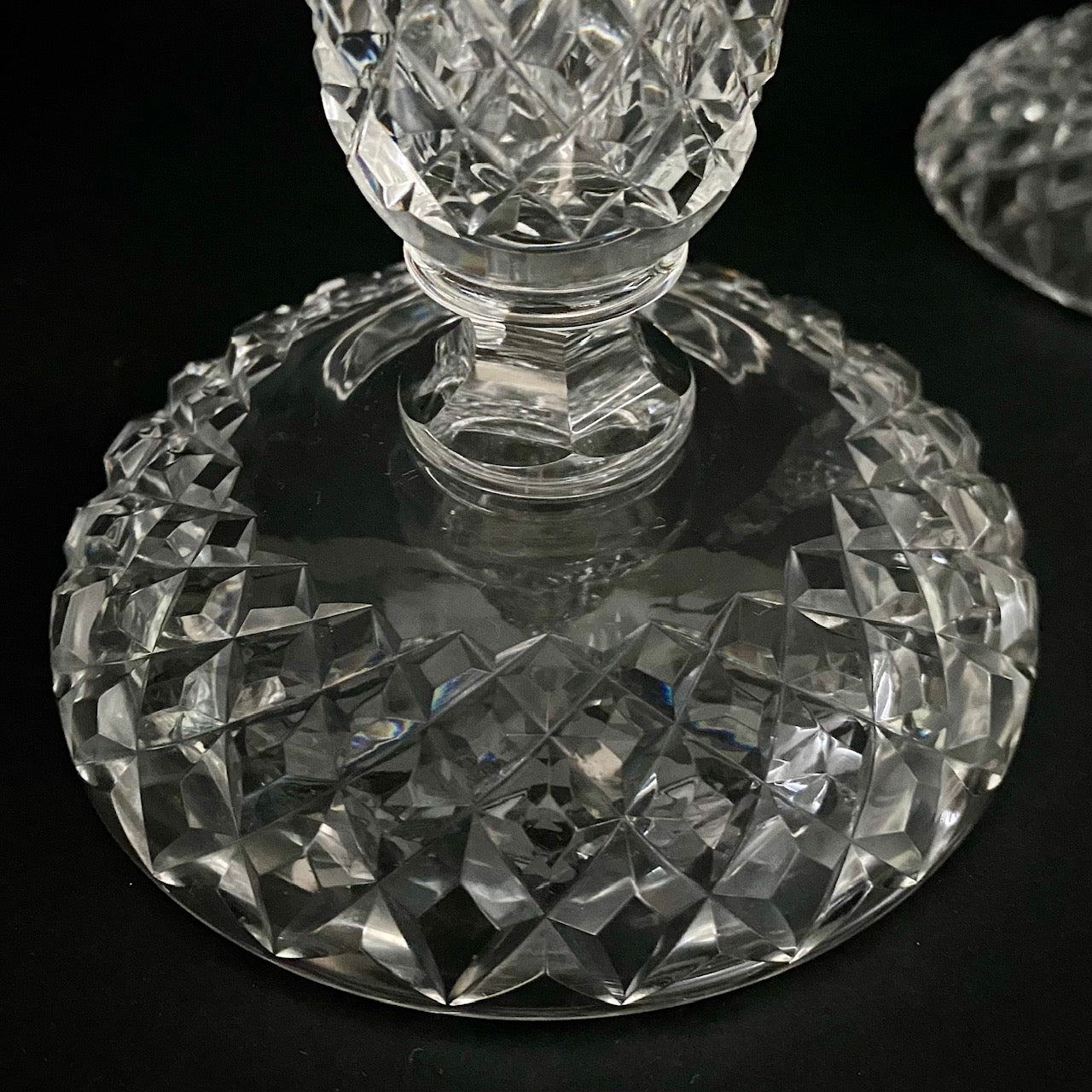 Pair Heavily Cut Glass Candlesticks