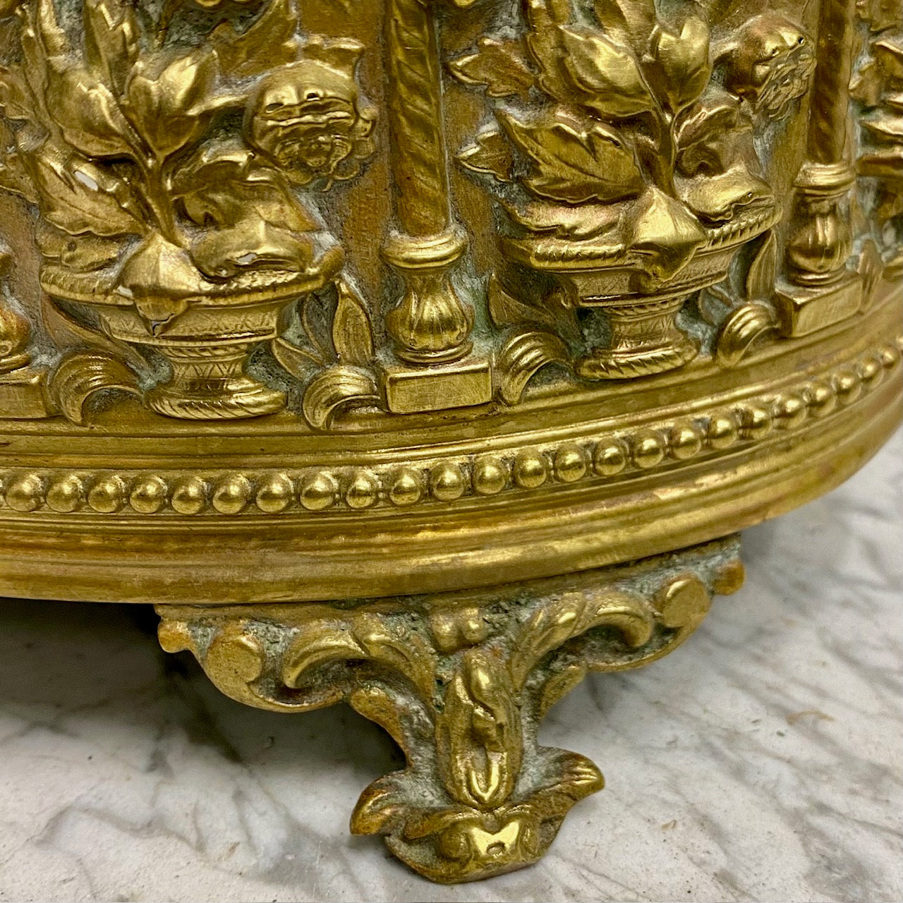 Stunning Antique Brass Planter with Floral Decoration