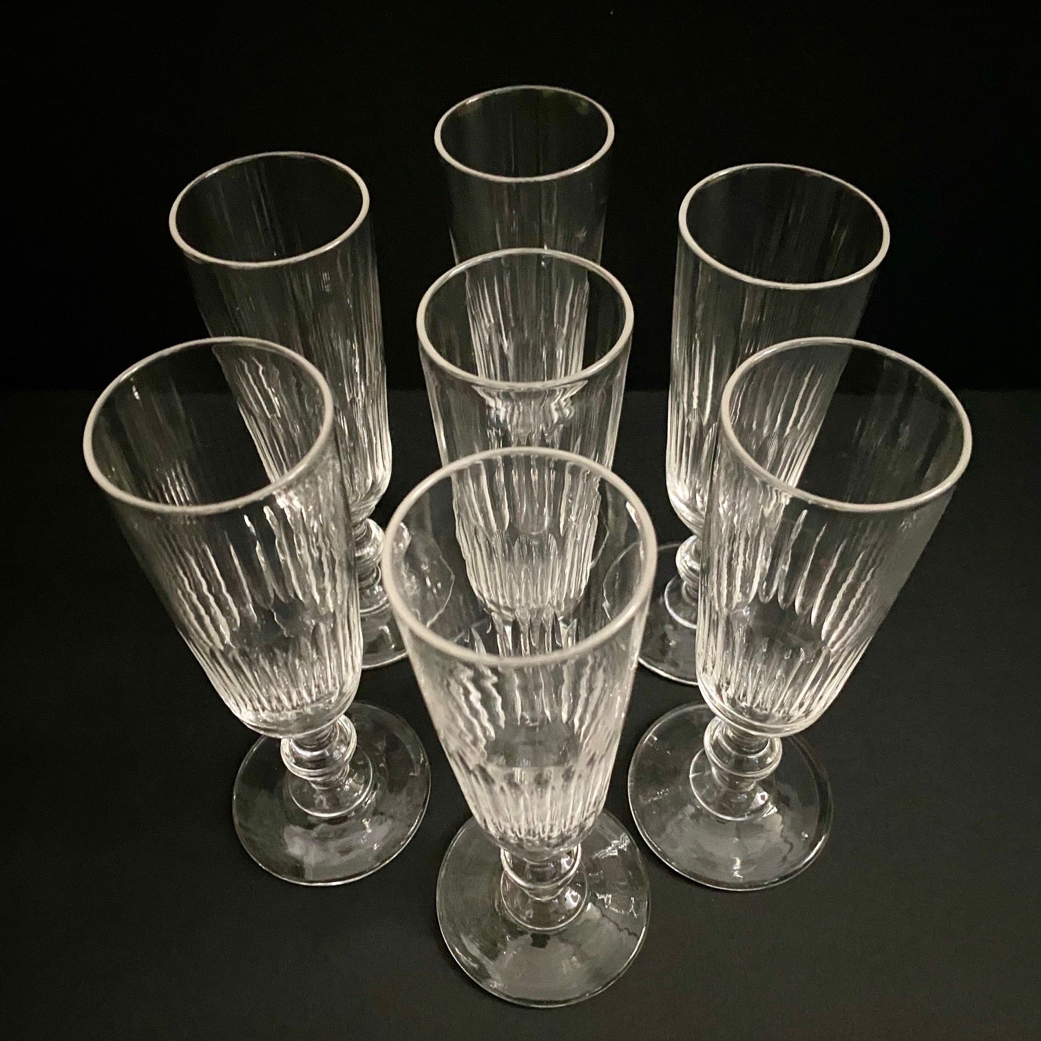 Lovely 1890's Crystal Champagne Flutes Set of 7