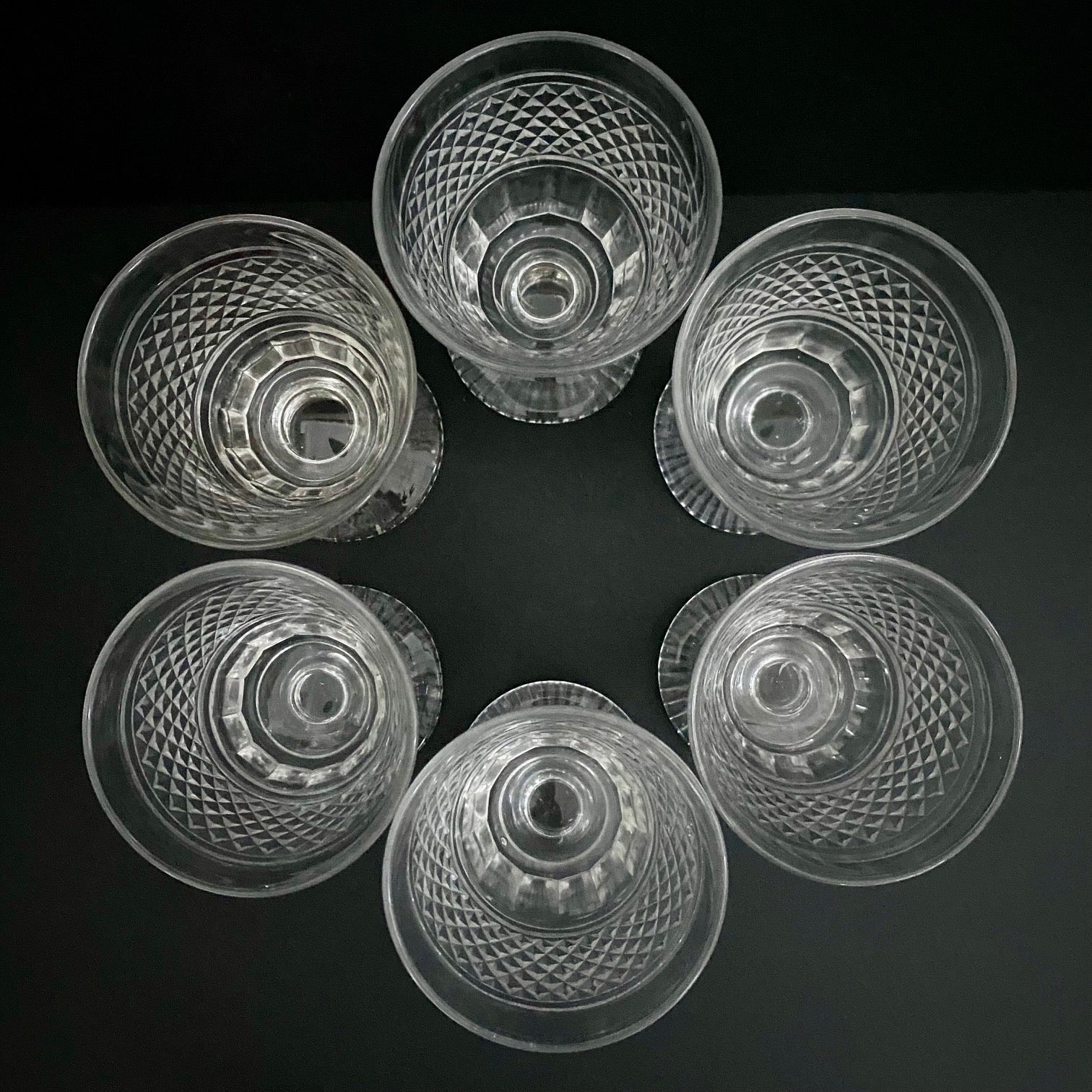 Handsome 1850's Cut Crystal Wine Glasses Set of 6