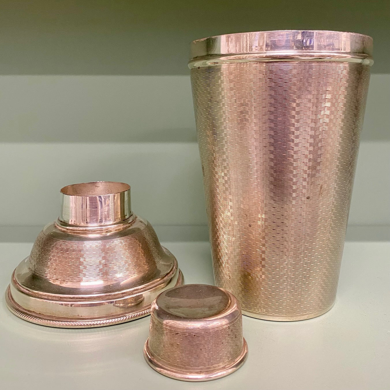 Fabulous Original 1920's Cocktail Shaker with Integral Lemon Squeezer inside the lid