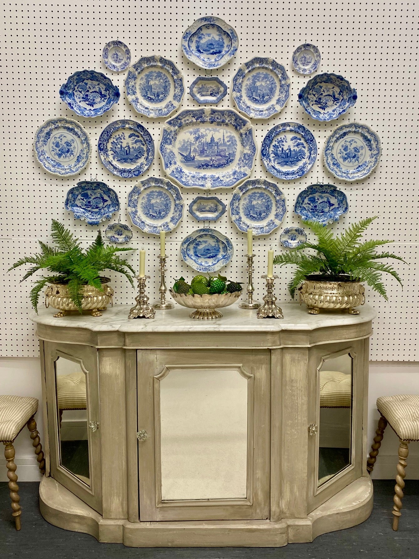 Large Antique Blue & White Wall Display F107