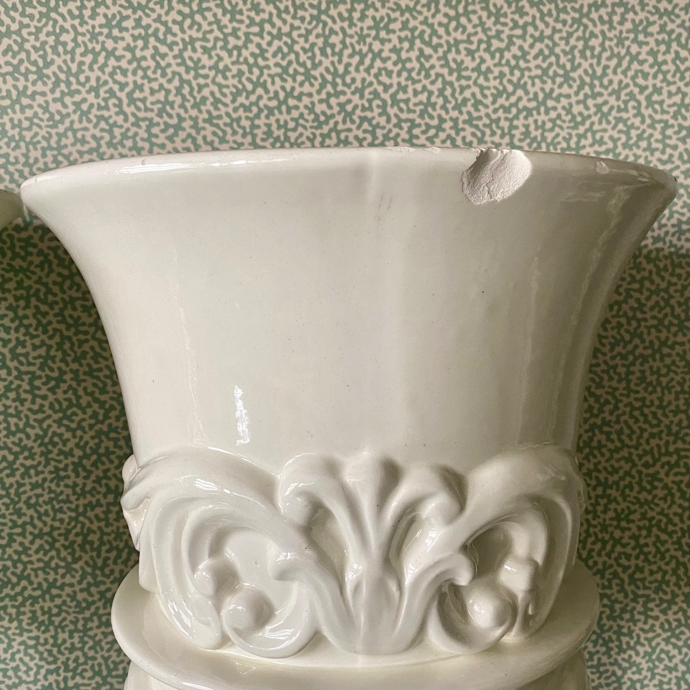 Pair Large White Ceramic Urns