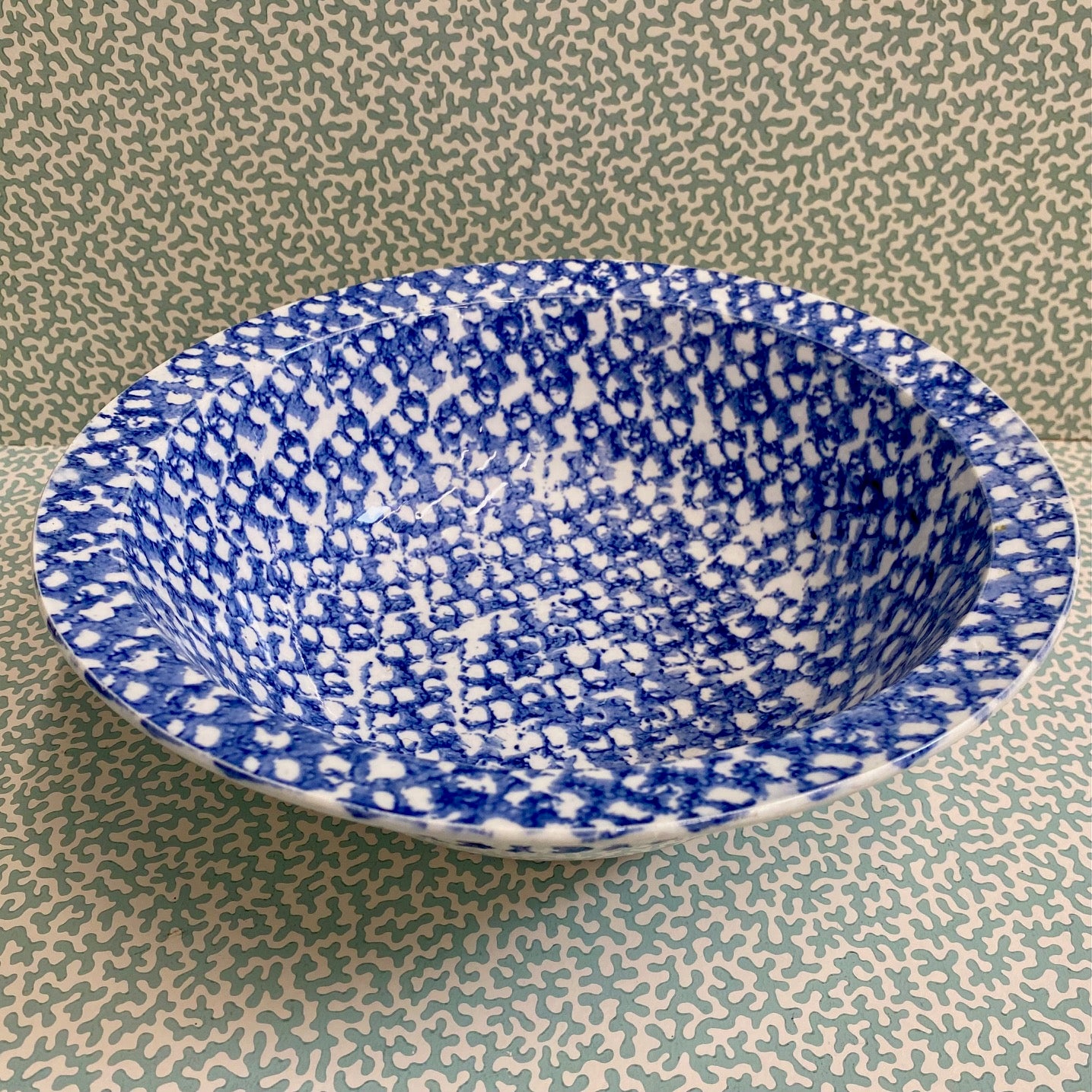 Antique Spongeware Salad Bowl D172