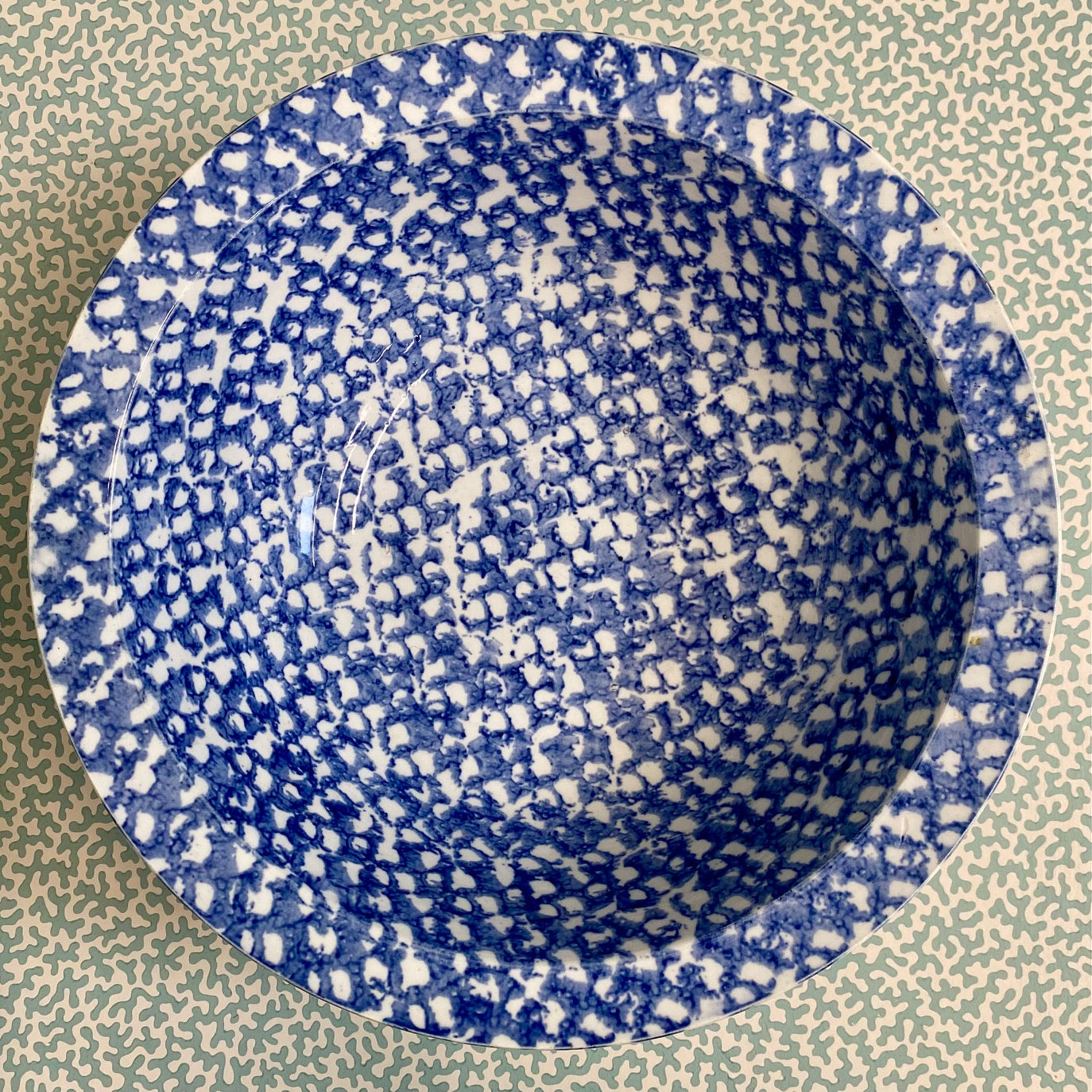 Antique Spongeware Salad Bowl D172