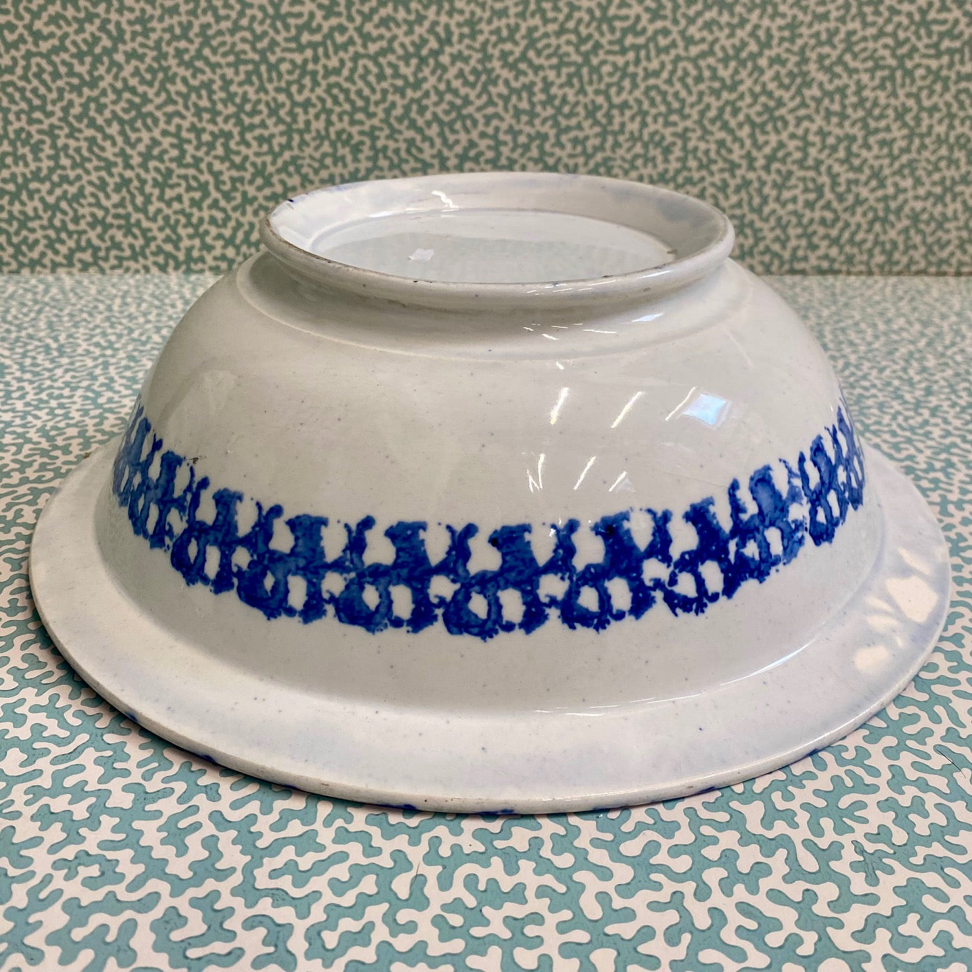 Antique Spongeware Salad Bowl D172