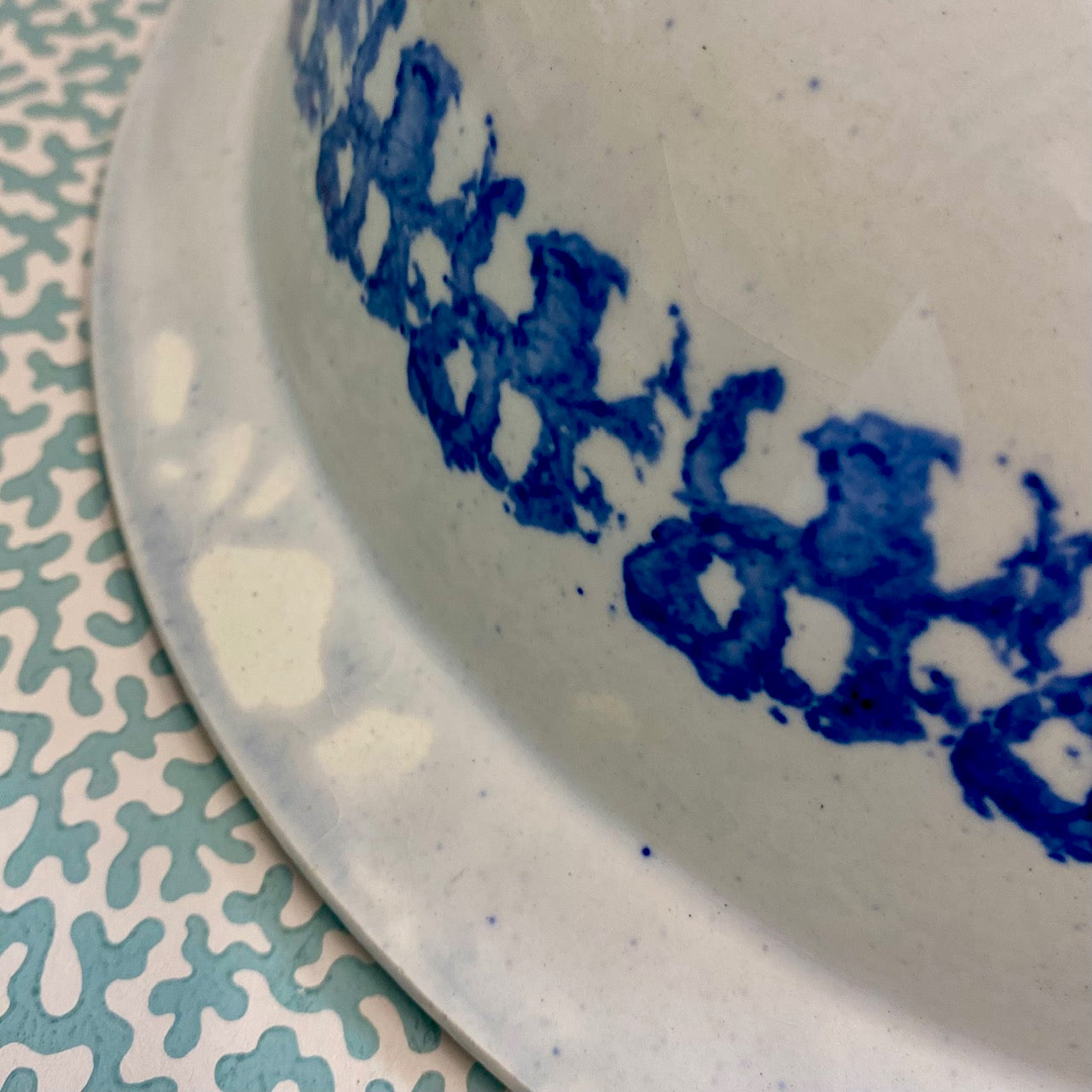 Antique Spongeware Salad Bowl D172