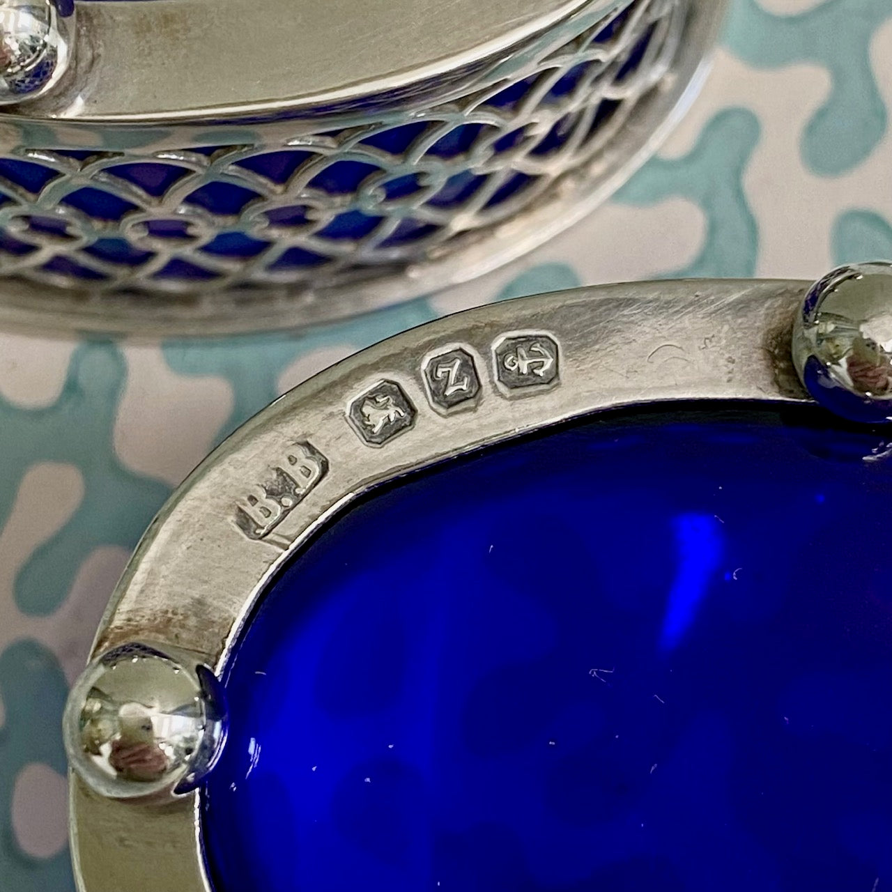 Pair Sterling Silver Salts with Spoons P36