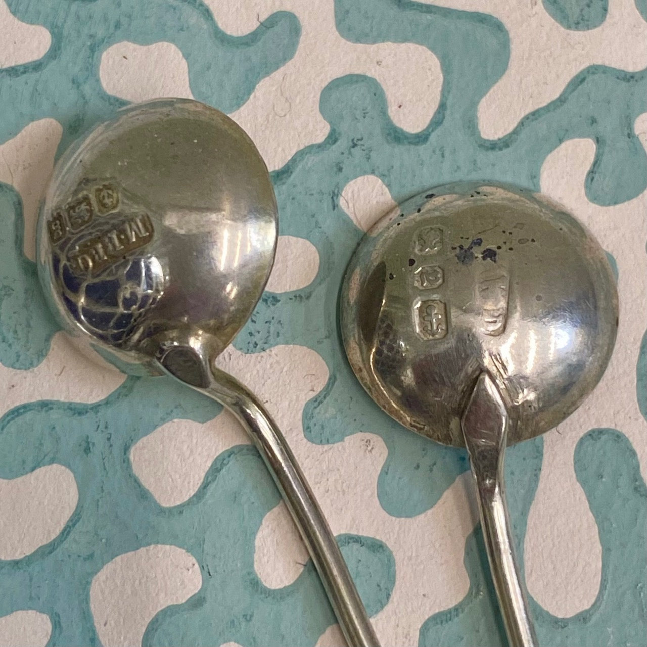 Pair Sterling Silver Salts with Spoons P36