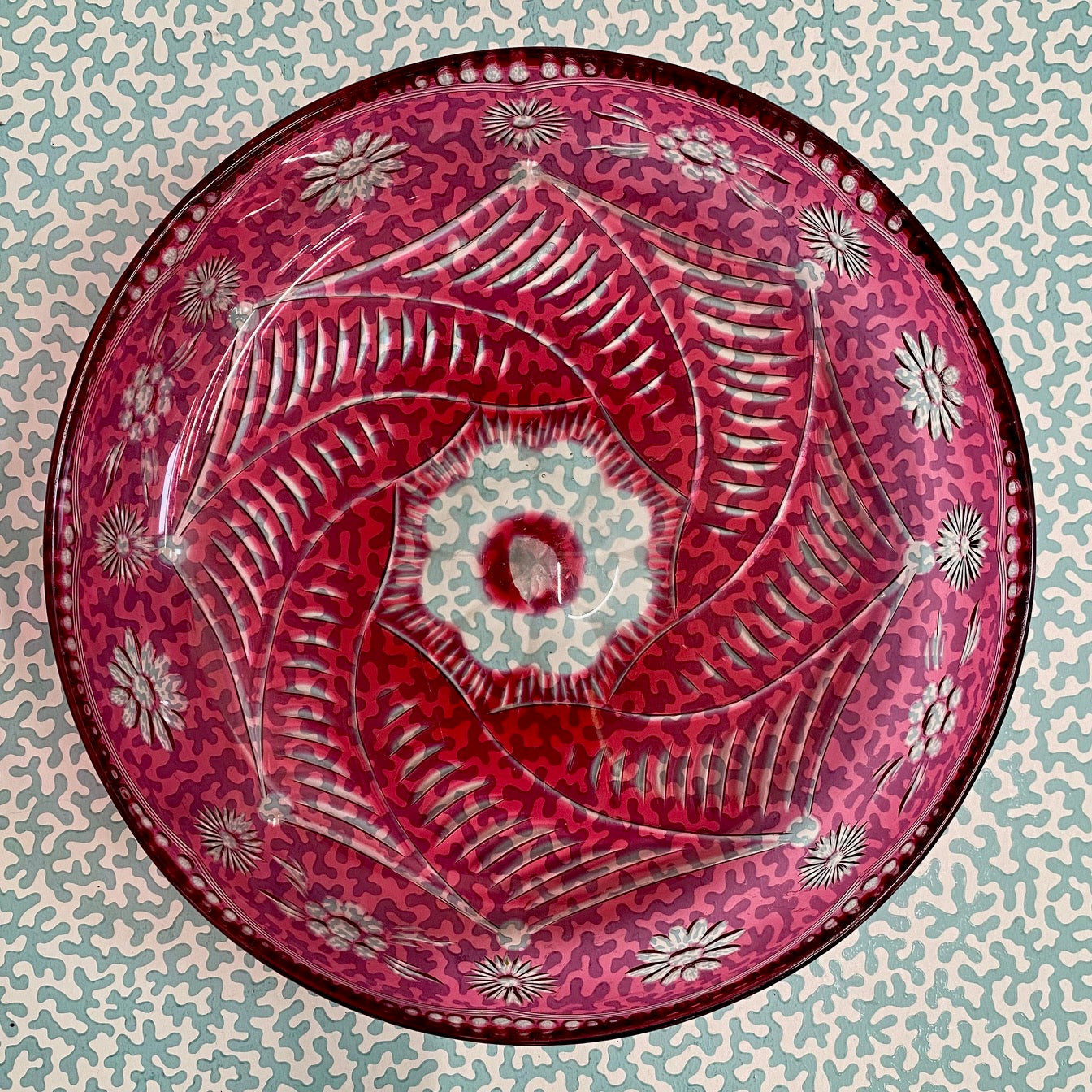 Pretty Pink Cut Glass Bowl F155