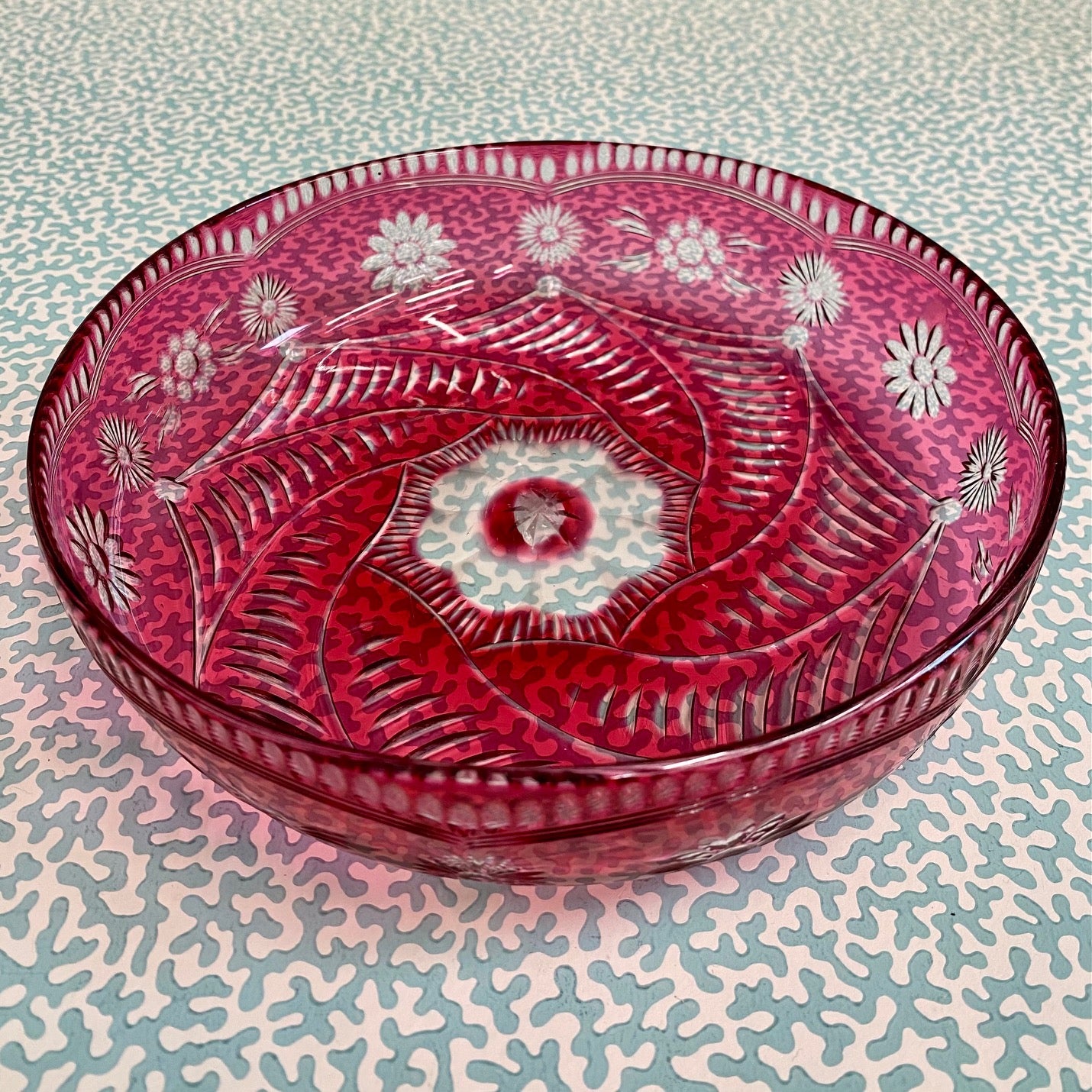 Pretty Pink Cut Glass Bowl F155