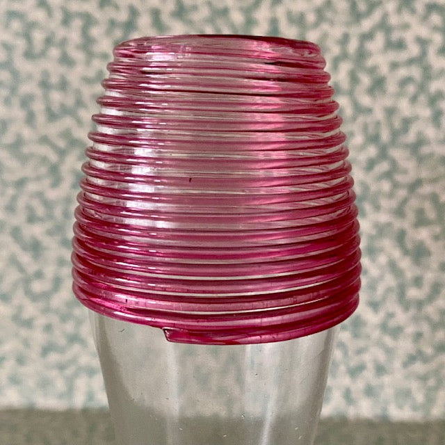 Pair Pink Thread Topped Stem Bud Vases