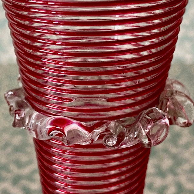 Pair Pink Thread Posy Vases