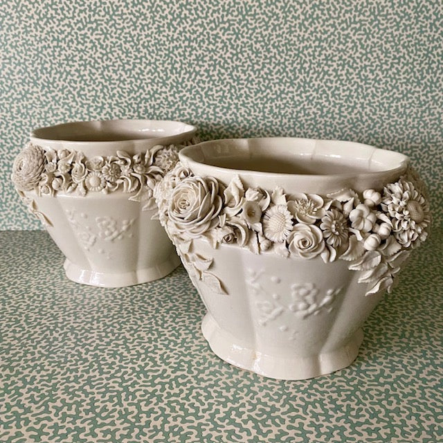 Pair Belleek Cache Pots