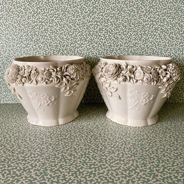 Pair Belleek Cache Pots