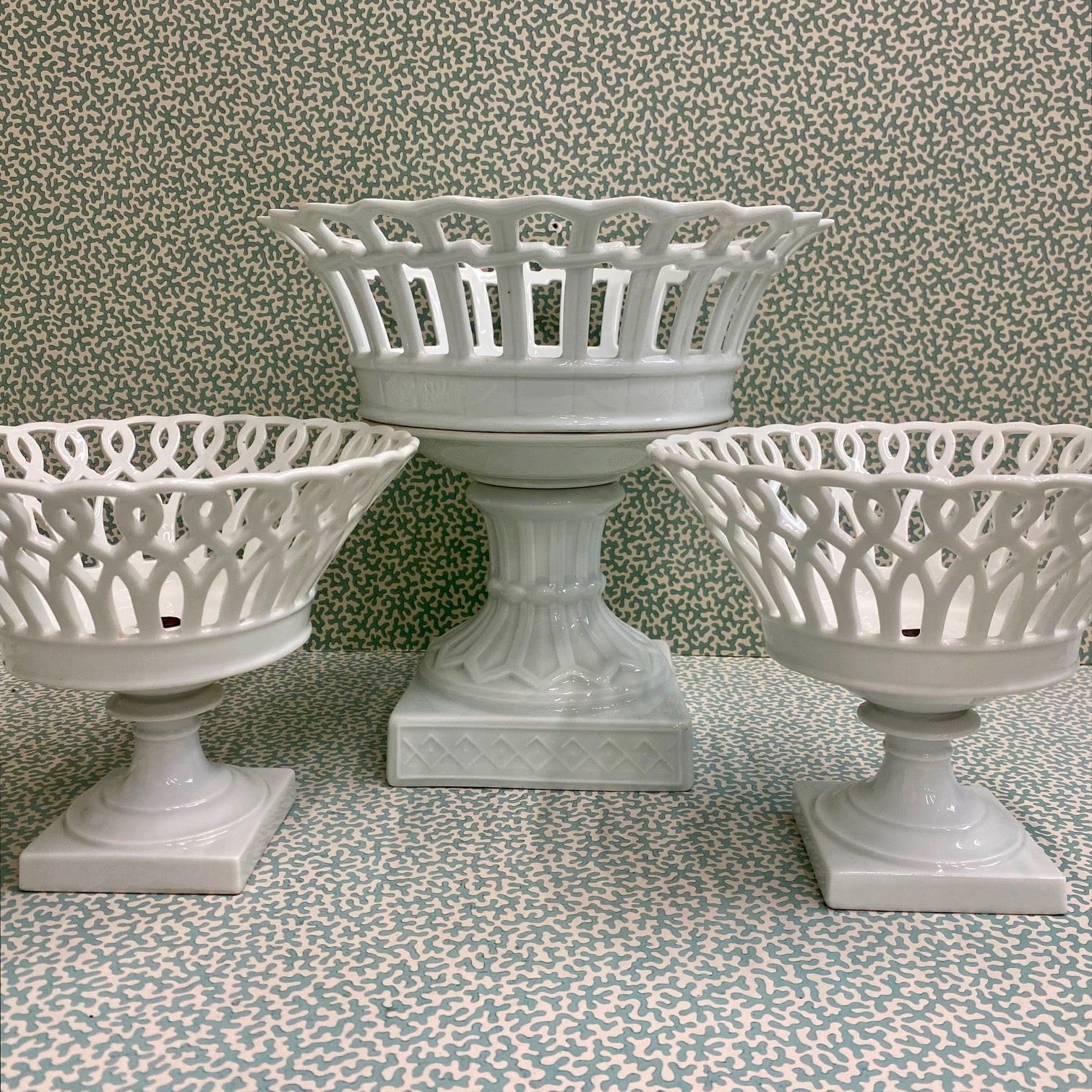 Large French Limoges Lattice Pedestal G141
