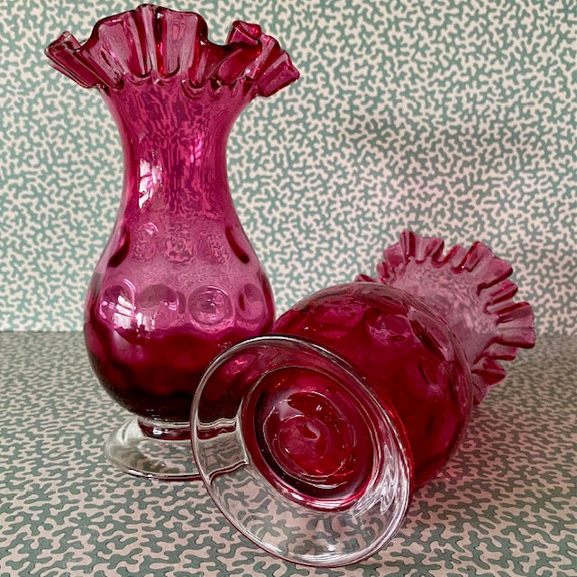 Pair Cranberry Vases