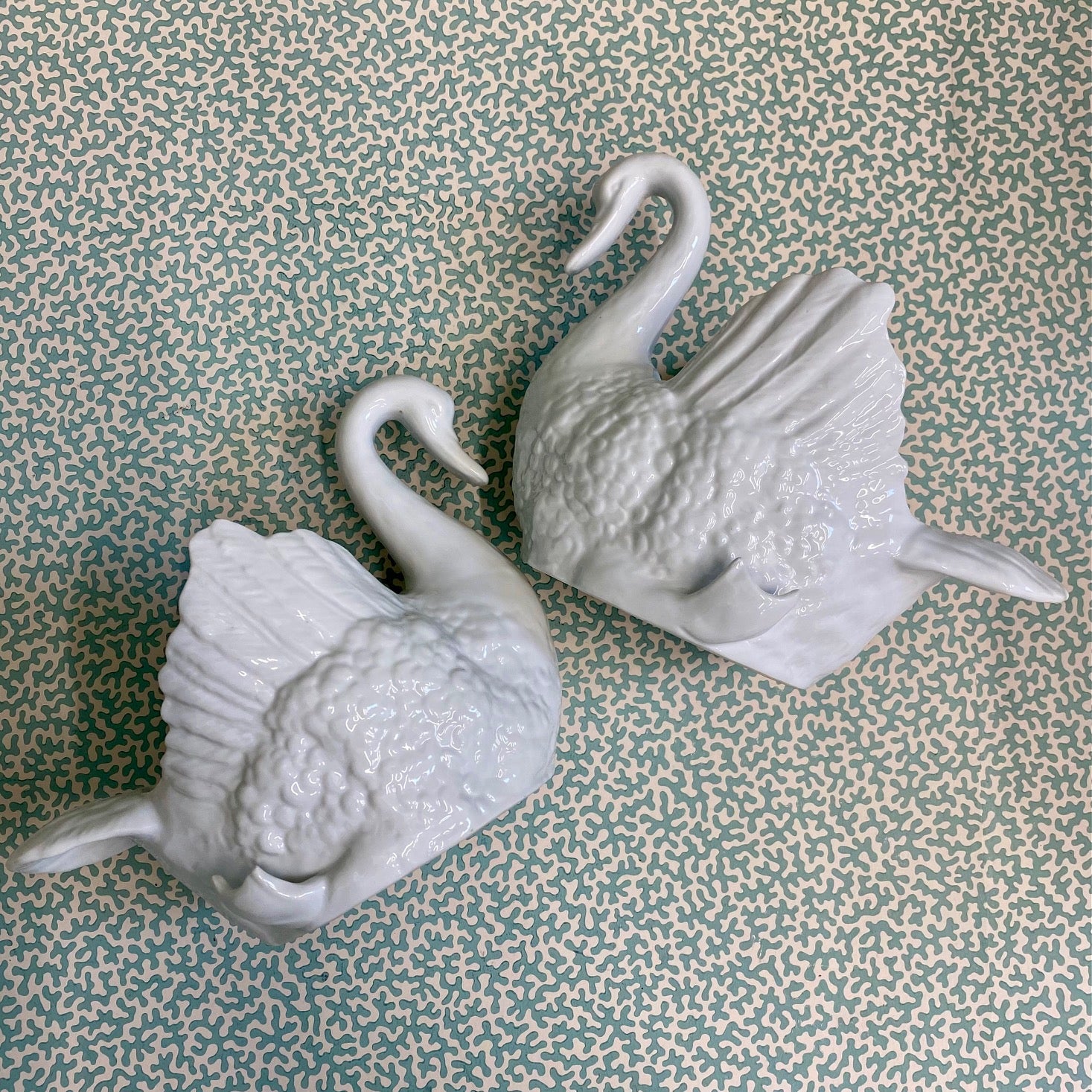 Pair Swan Vases or Planters C125