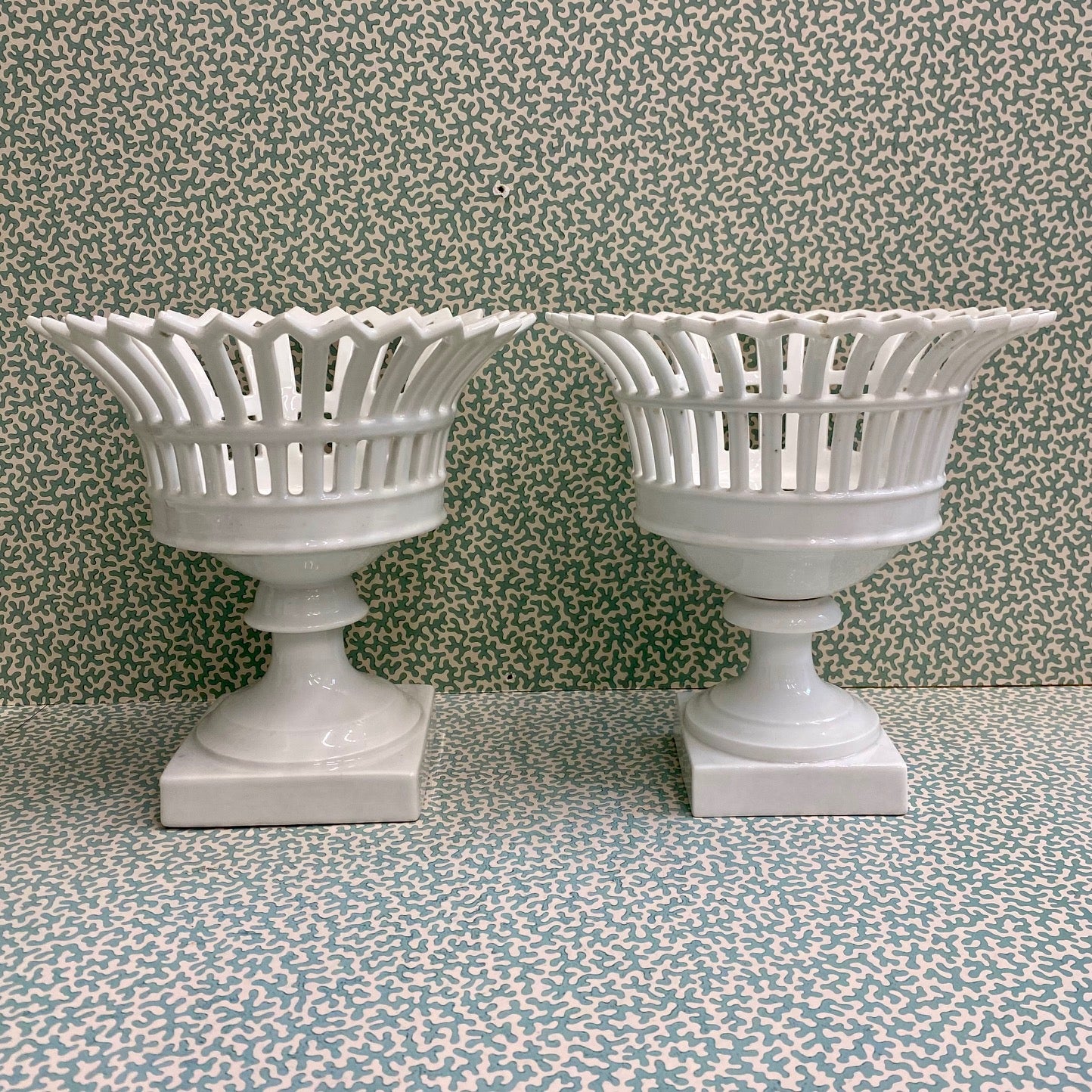 Matched Pair French Lattice Planters E134