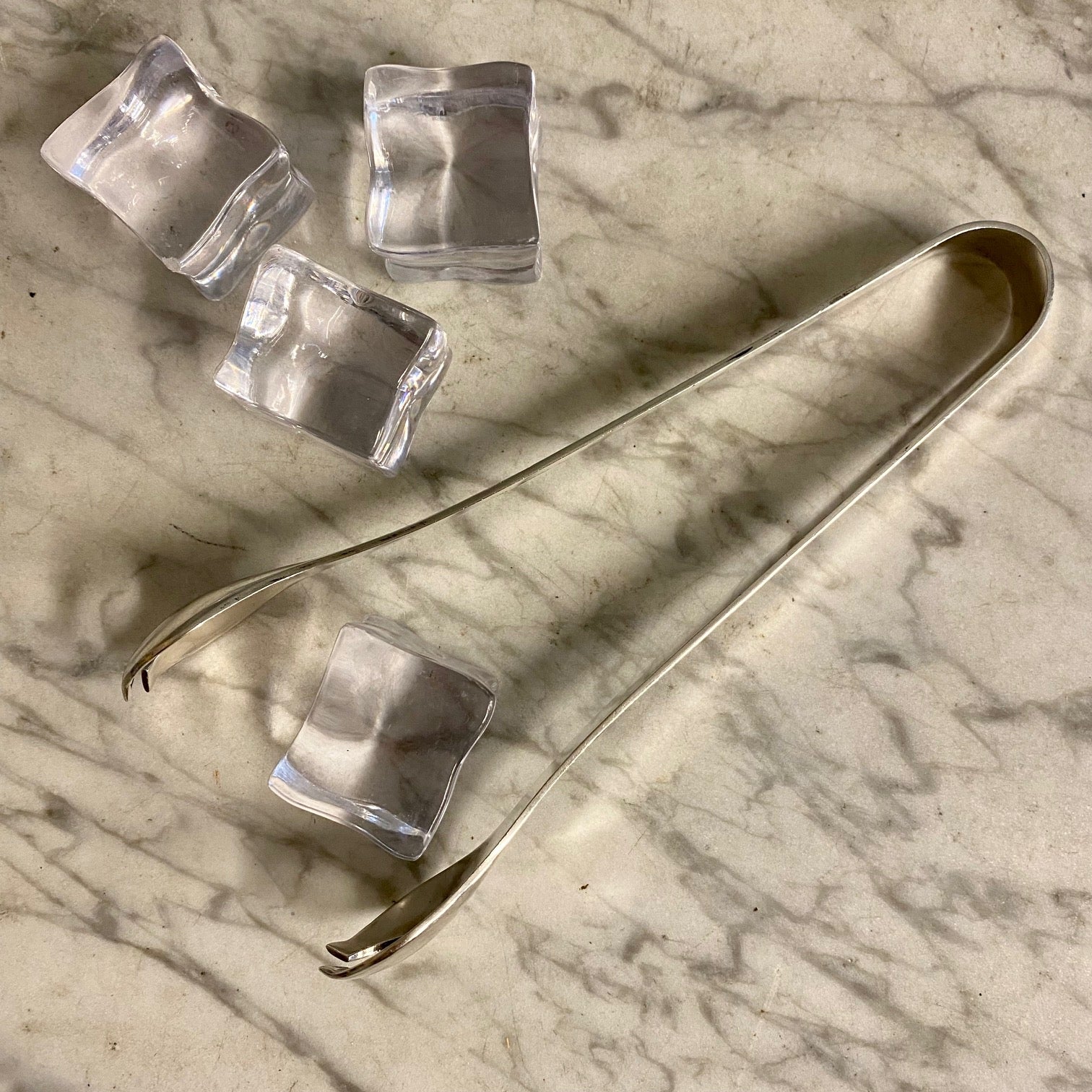 W73 VINTAGE MID CENTURY GERMAN SOLID SILVER ICE TONGS BY WILKENS