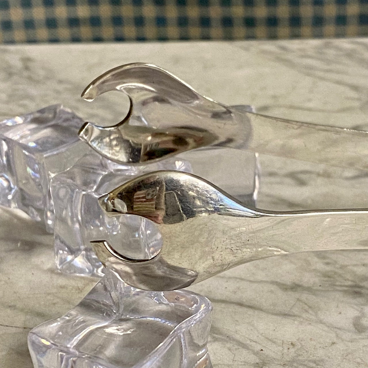 W73 VINTAGE MID CENTURY GERMAN SOLID SILVER ICE TONGS BY WILKENS