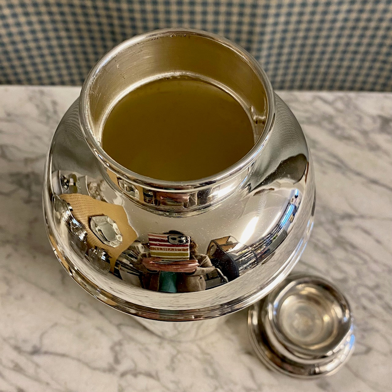 X52 FABULOUS ART DECO 1920’S LARGE SILVER PLATED COCKTAIL SHAKER