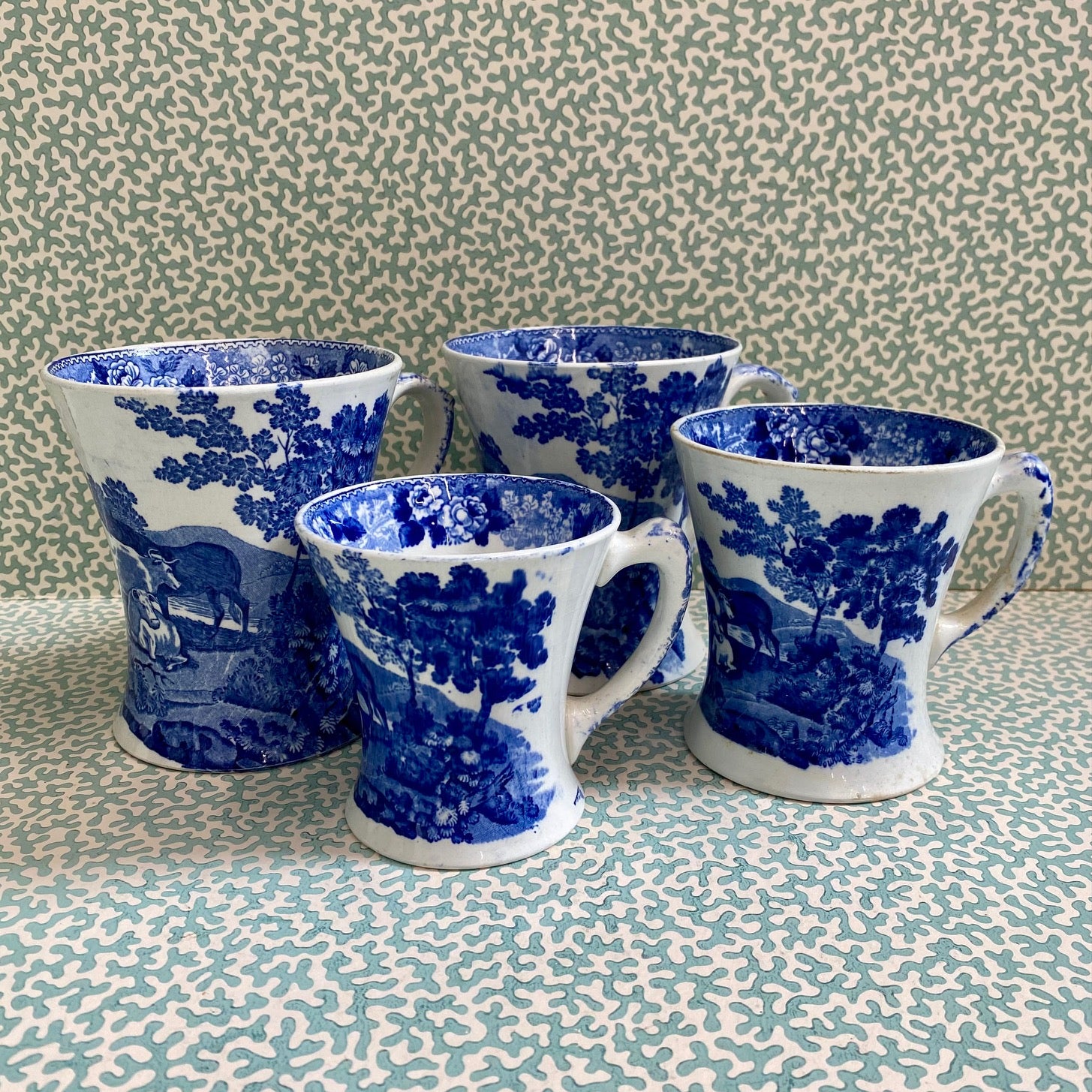 Medium Adams Cattle Scenery Pattern Blue & White Mug G146