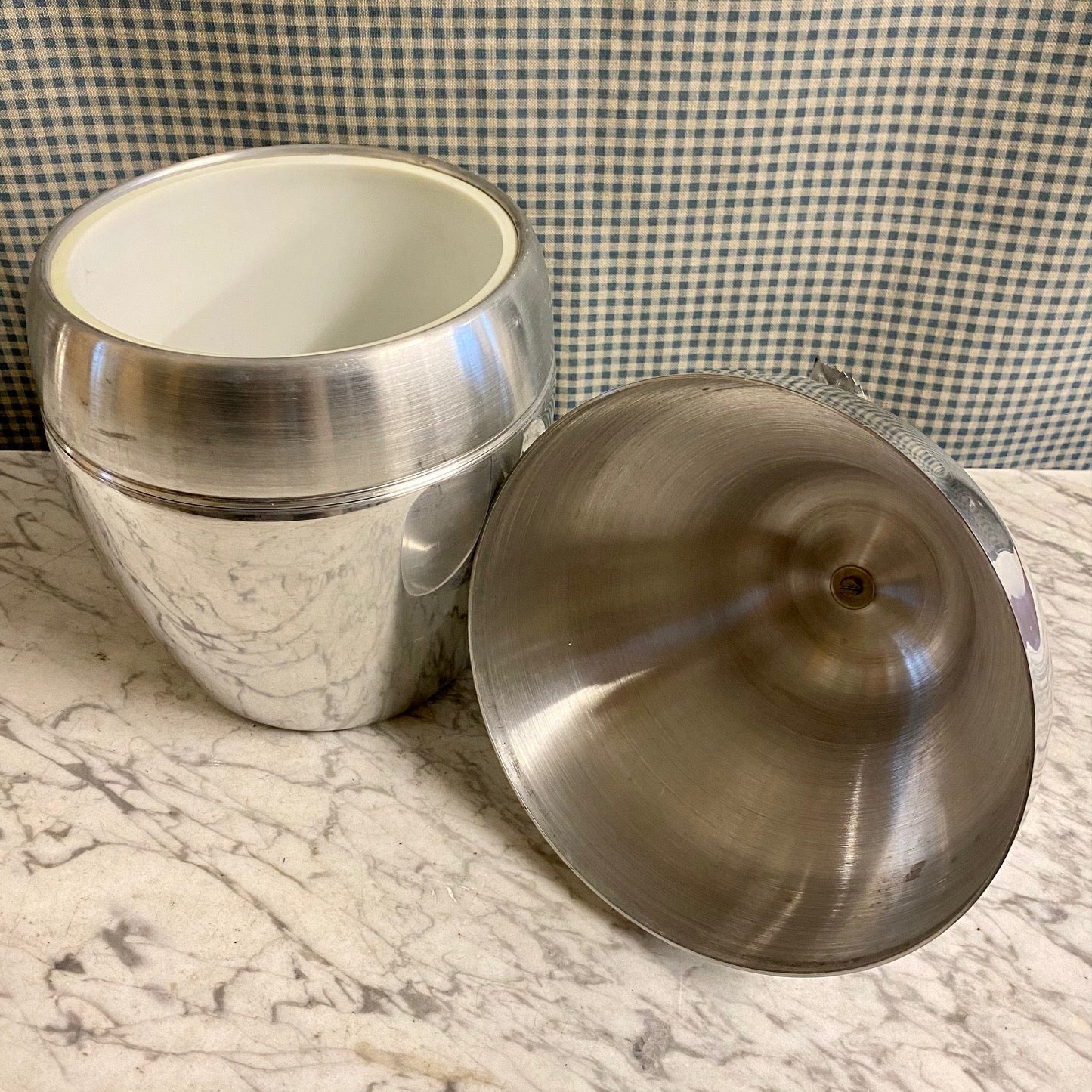 U68 HUGE VINTAGE MID CENTURY ITALIAN ALUMINIUM PEAR ICE BUCKET