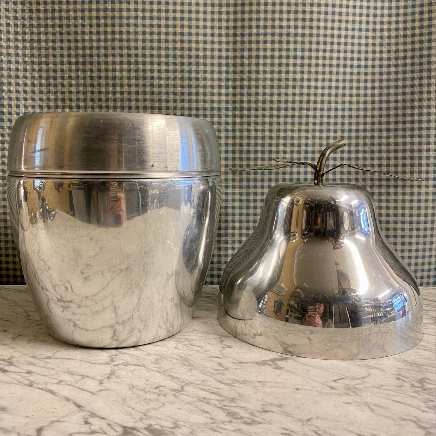 U68 HUGE VINTAGE MID CENTURY ITALIAN ALUMINIUM PEAR ICE BUCKET