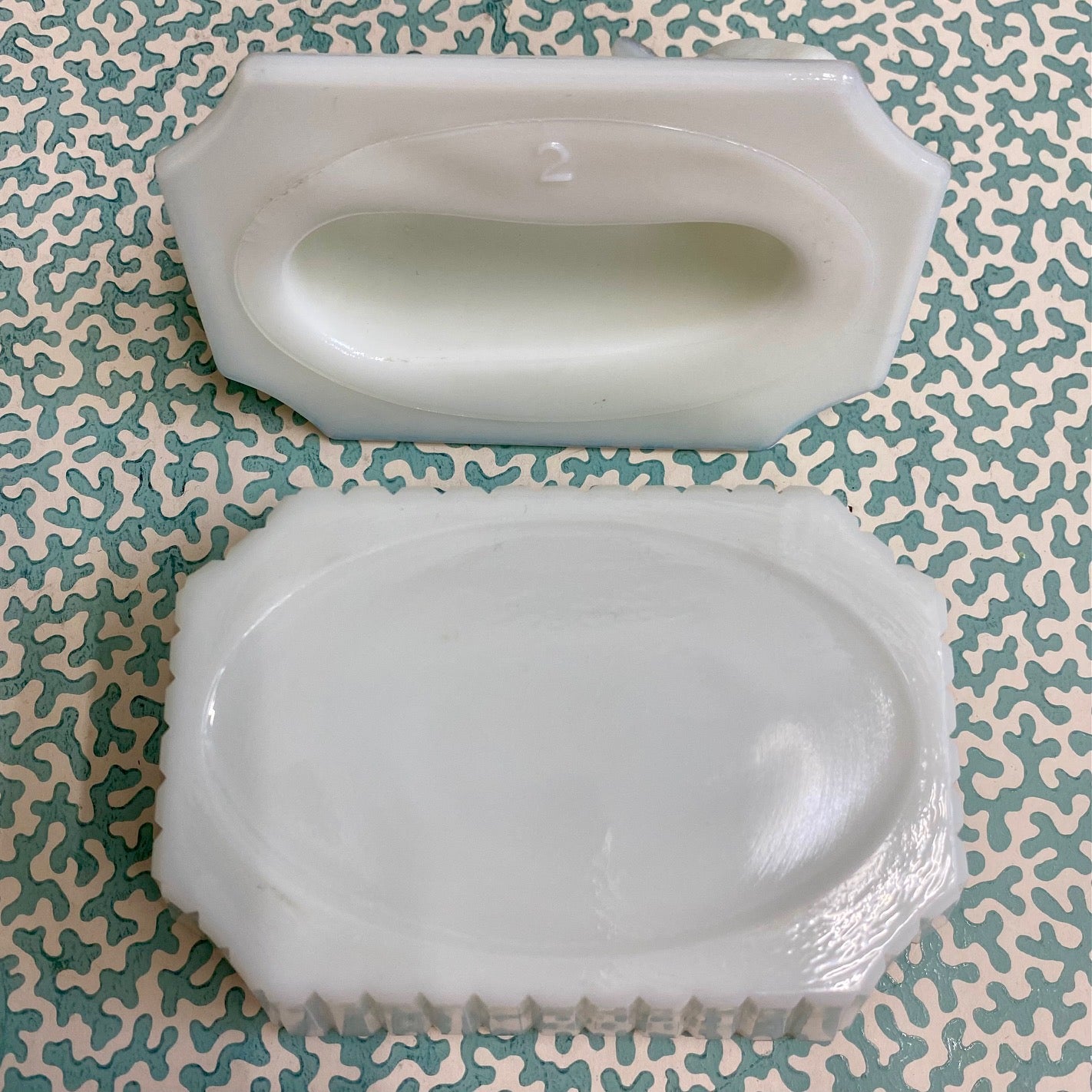 Milk Glass Rabbit Topped Dish G156