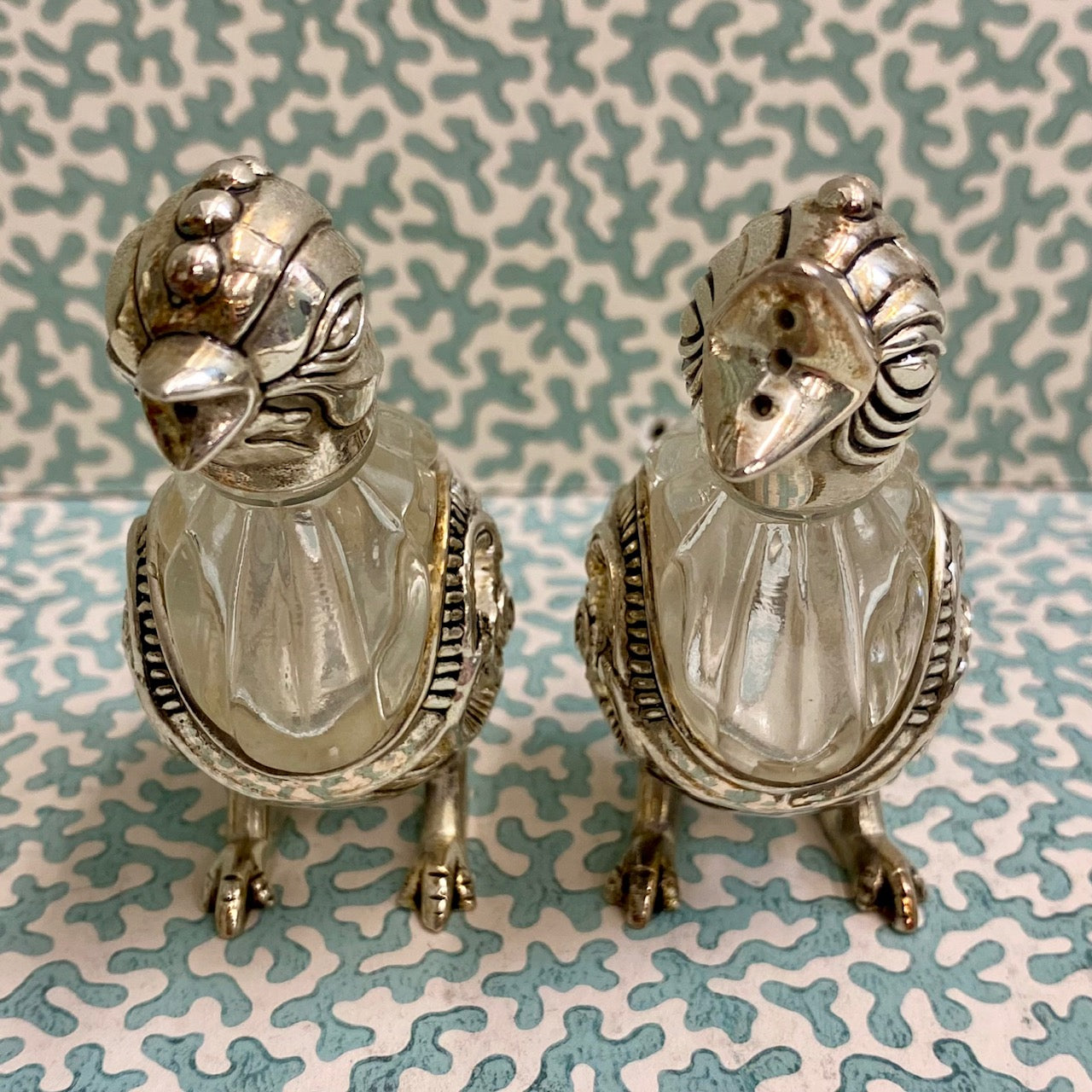Pair Godinger Silver and Crystal Salt & Pepper Shaker Chicks R59