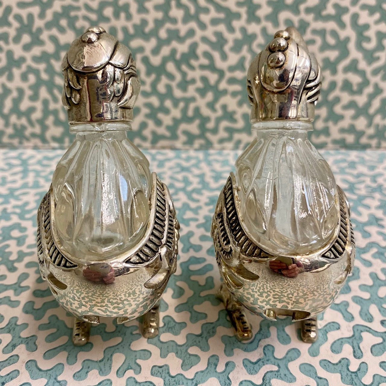 Pair Godinger Silver and Crystal Salt & Pepper Shaker Chicks R59