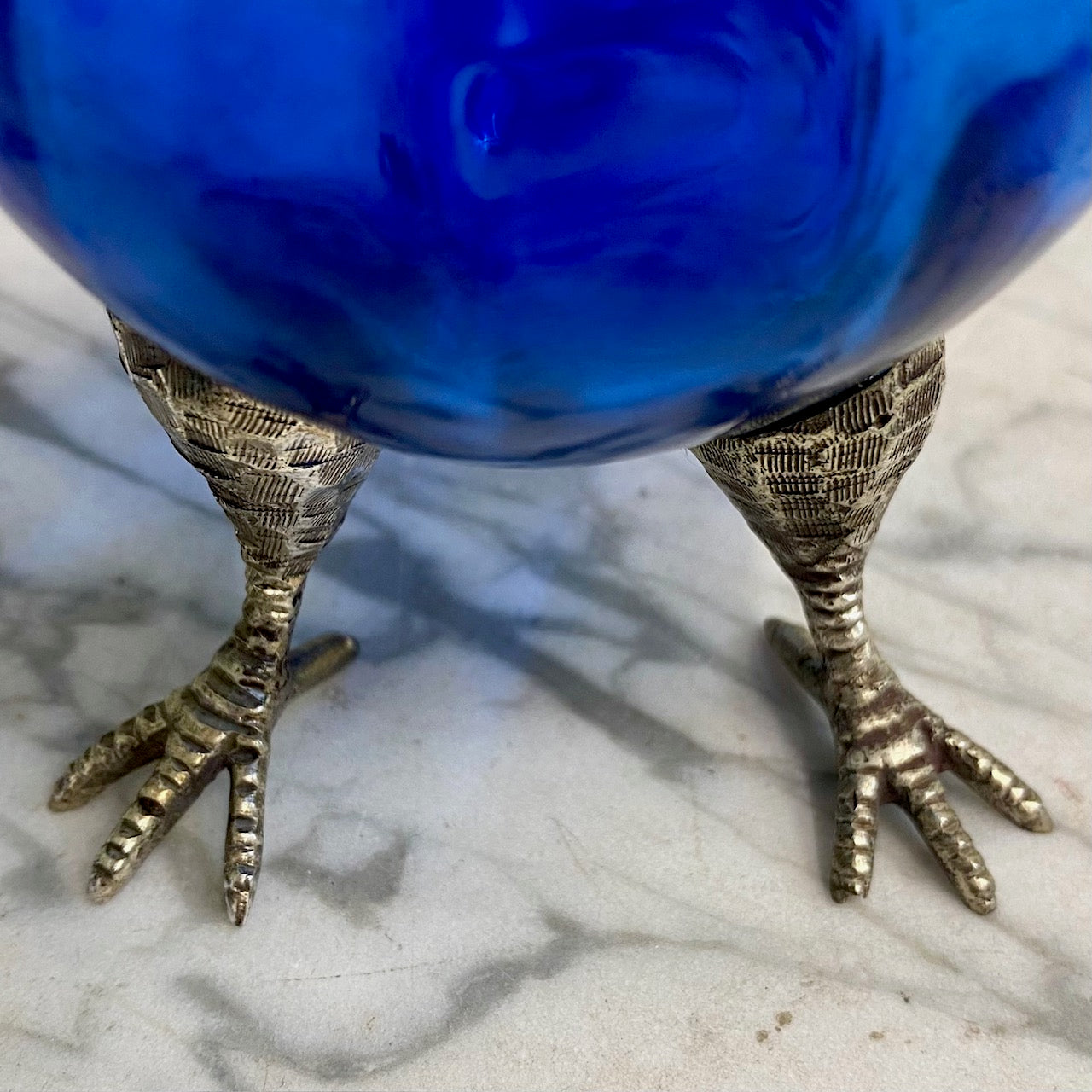 Cobalt Blue Small Parakeet Decanter Victorian Silver Plate W70
