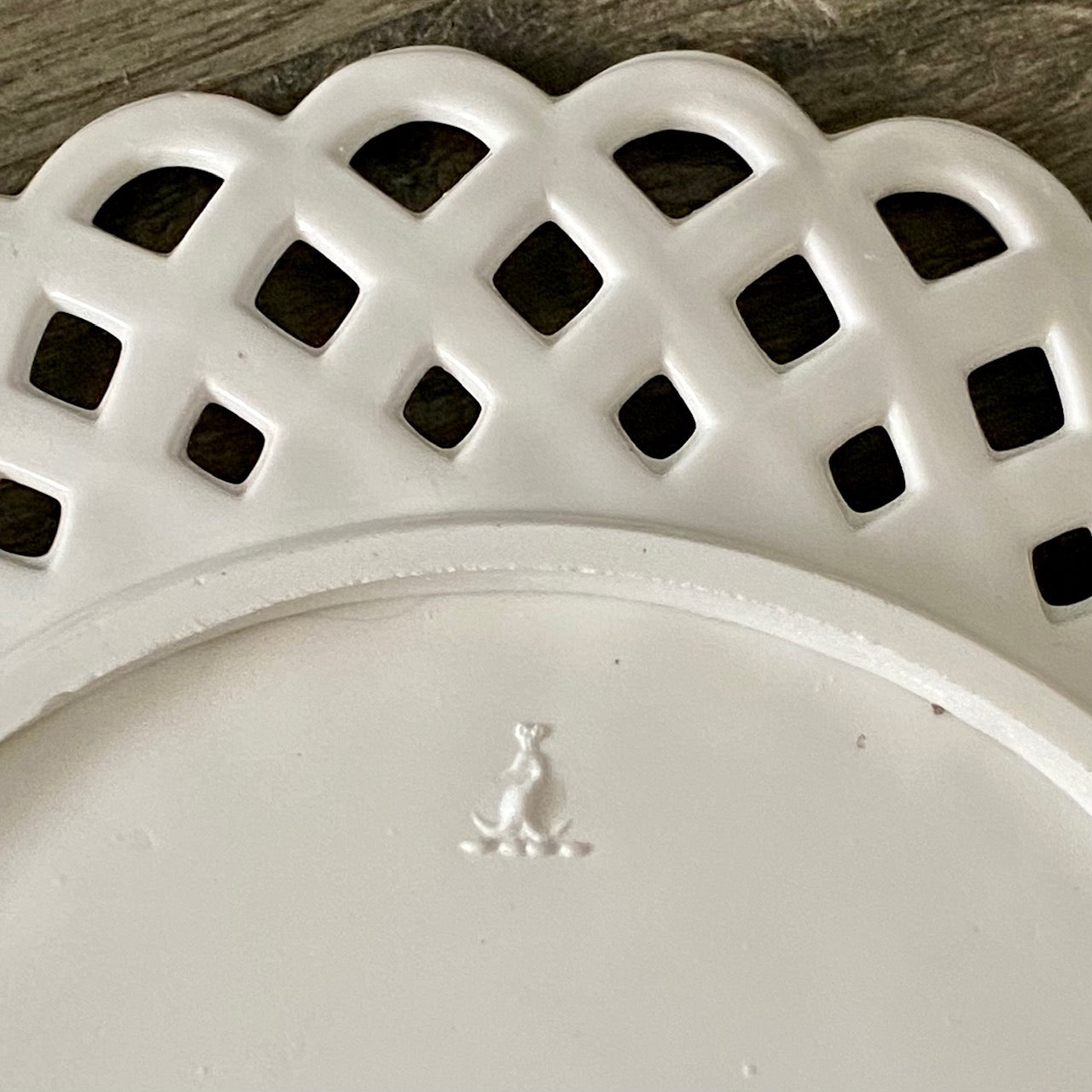 SET 12 ANTIQUE SOWERBY MILK GLASS LATTICE SIDE PLATES