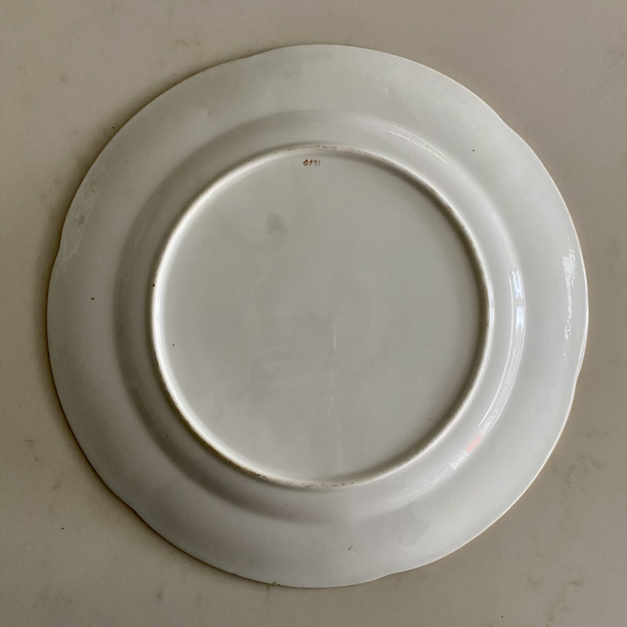 SET 12 PALE BLUE RIMMED HAND PAINTED FLOWER PLATES