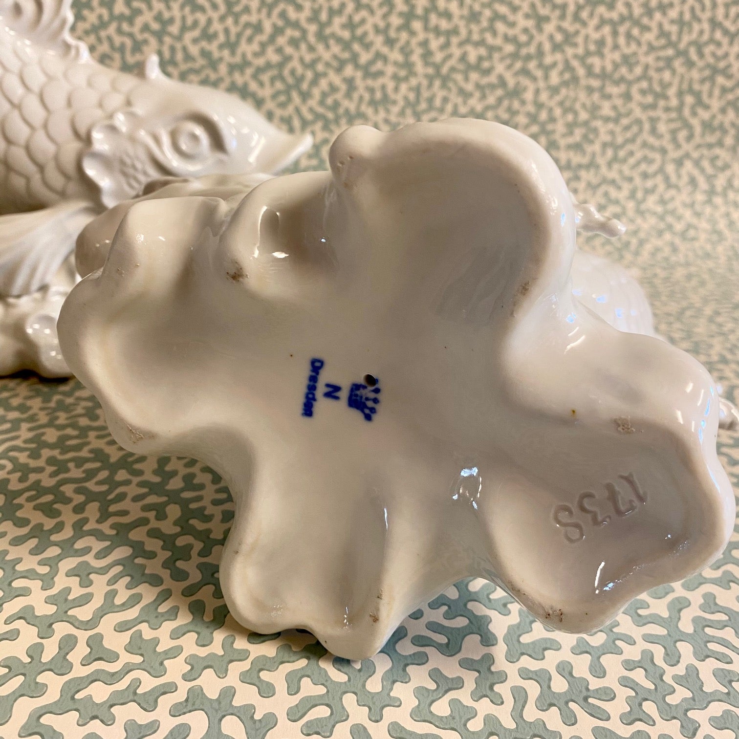 BEAUTIFUL PAIR DRESDEN WHITE PORCELAIN FISH