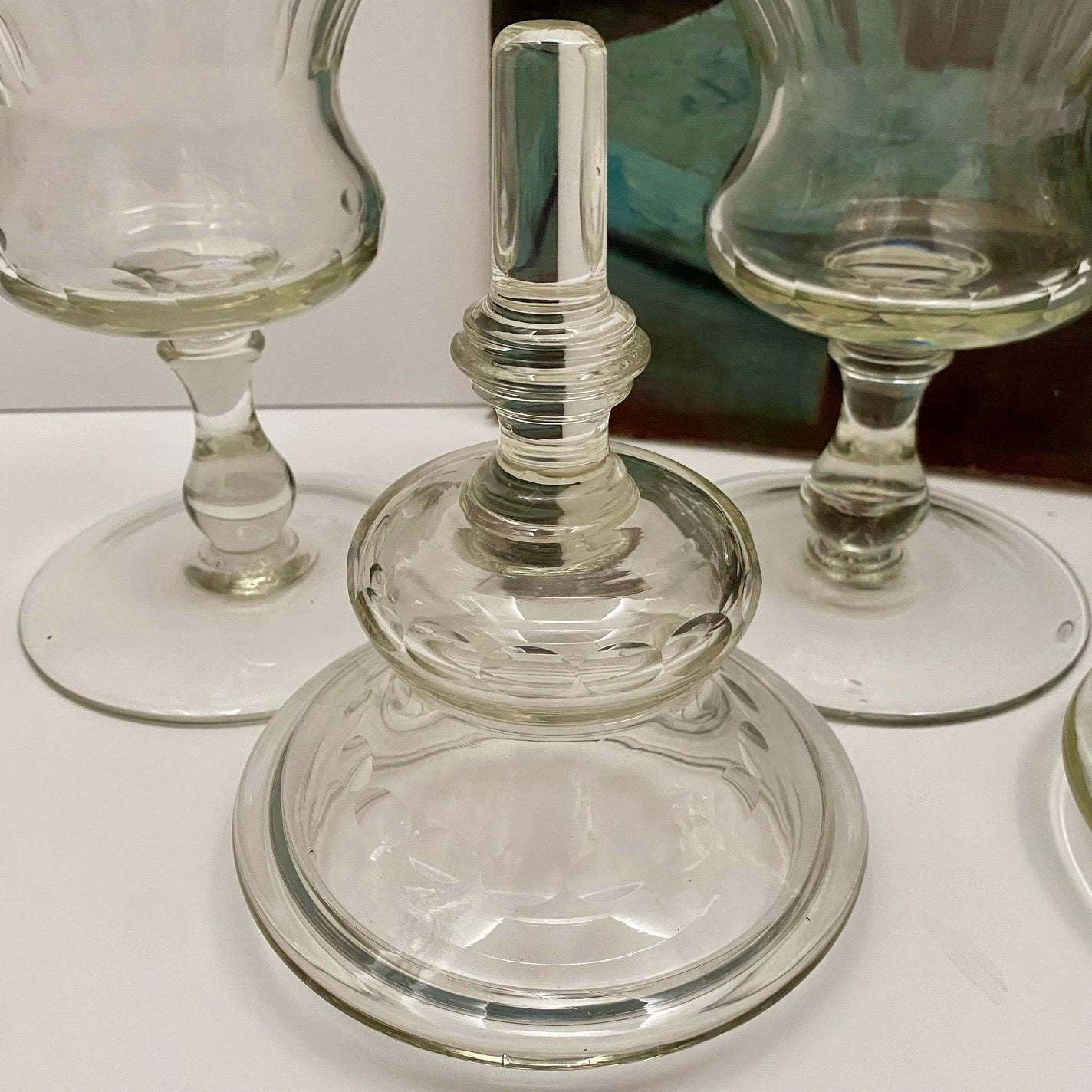 Pair French Glass Apothecary Jars Q94