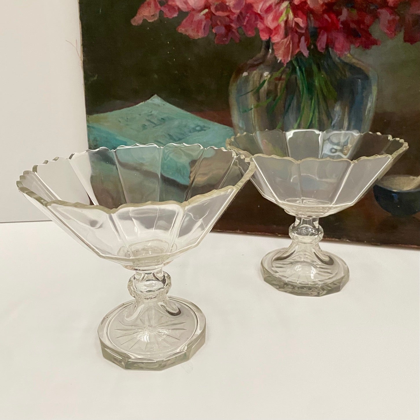 Pair French Glass Bon Bon Dishes 720