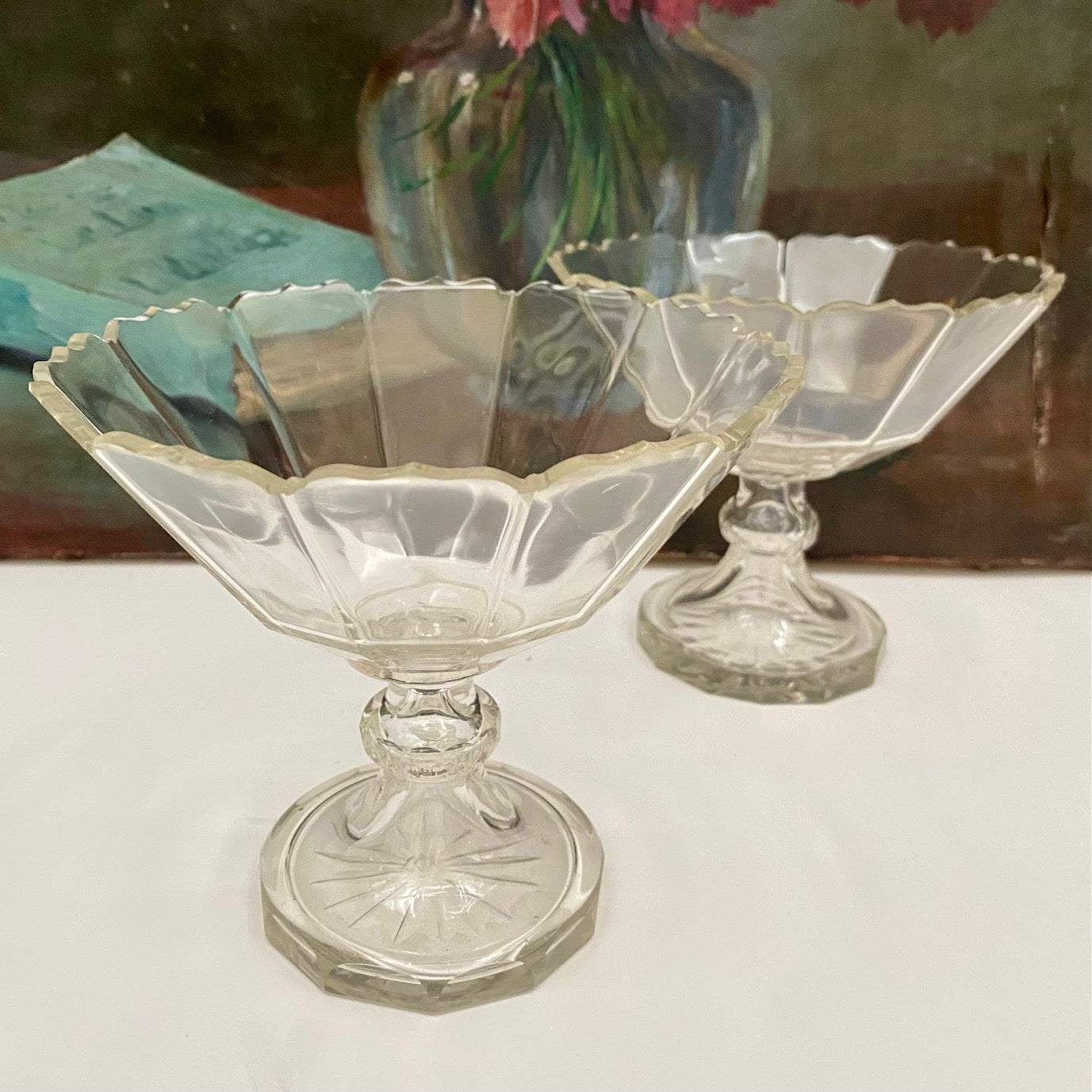 Pair French Glass Bon Bon Dishes 720