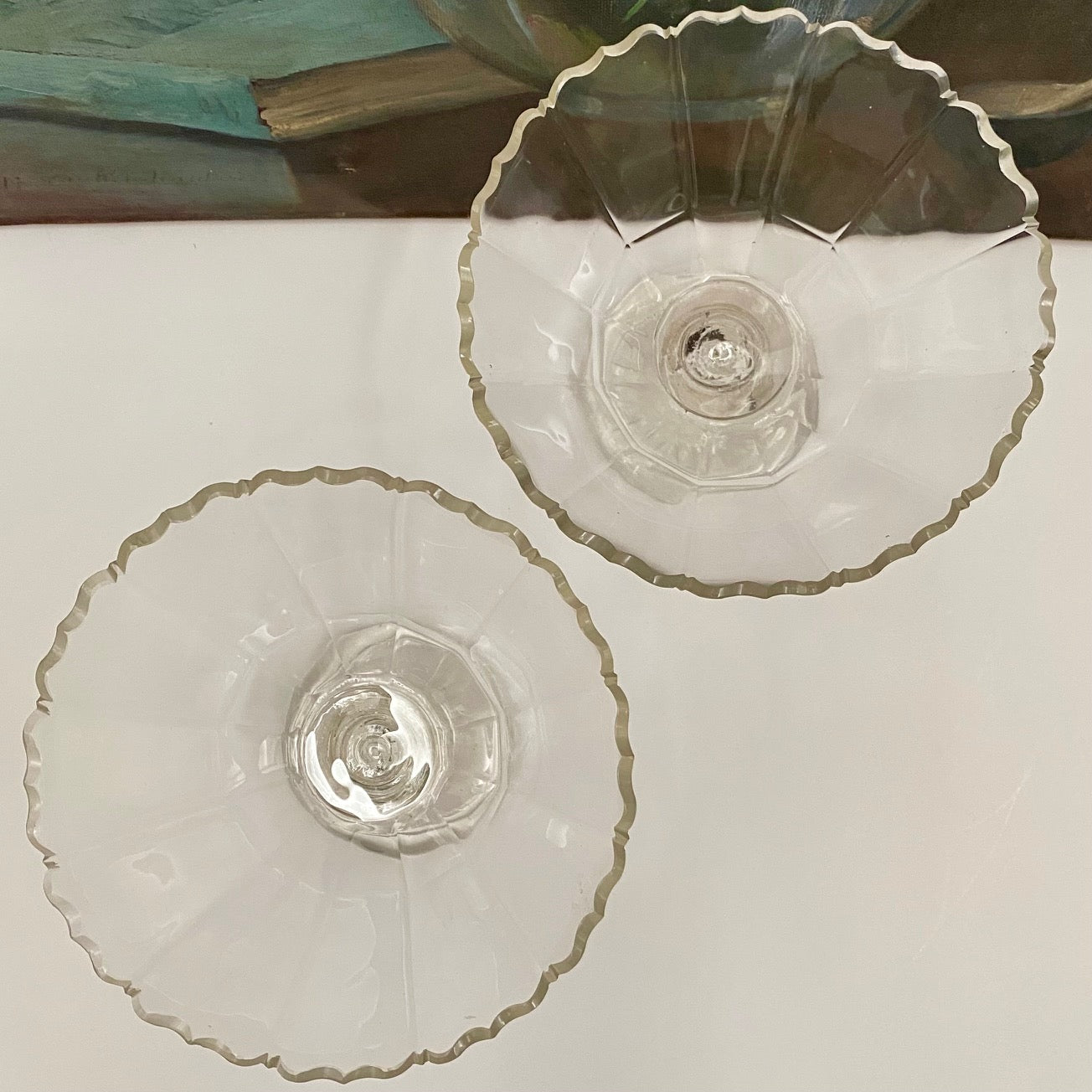 Pair French Glass Bon Bon Dishes 720