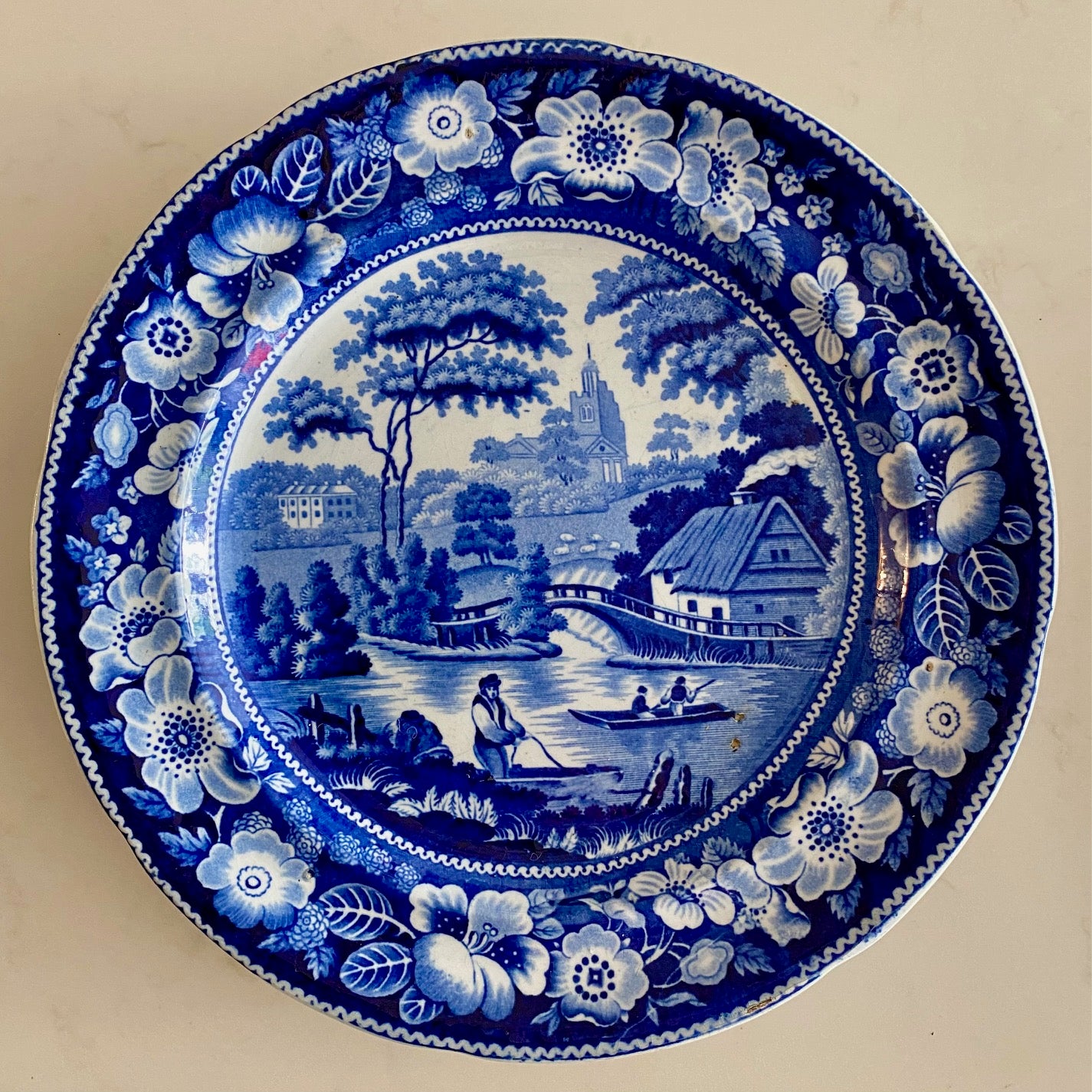 Fabulous Set 20 Wild Rose Staffordshire Blue & White Plates G163