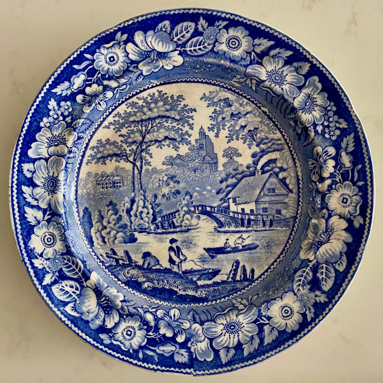 Fabulous Set 20 Wild Rose Staffordshire Blue & White Plates G163