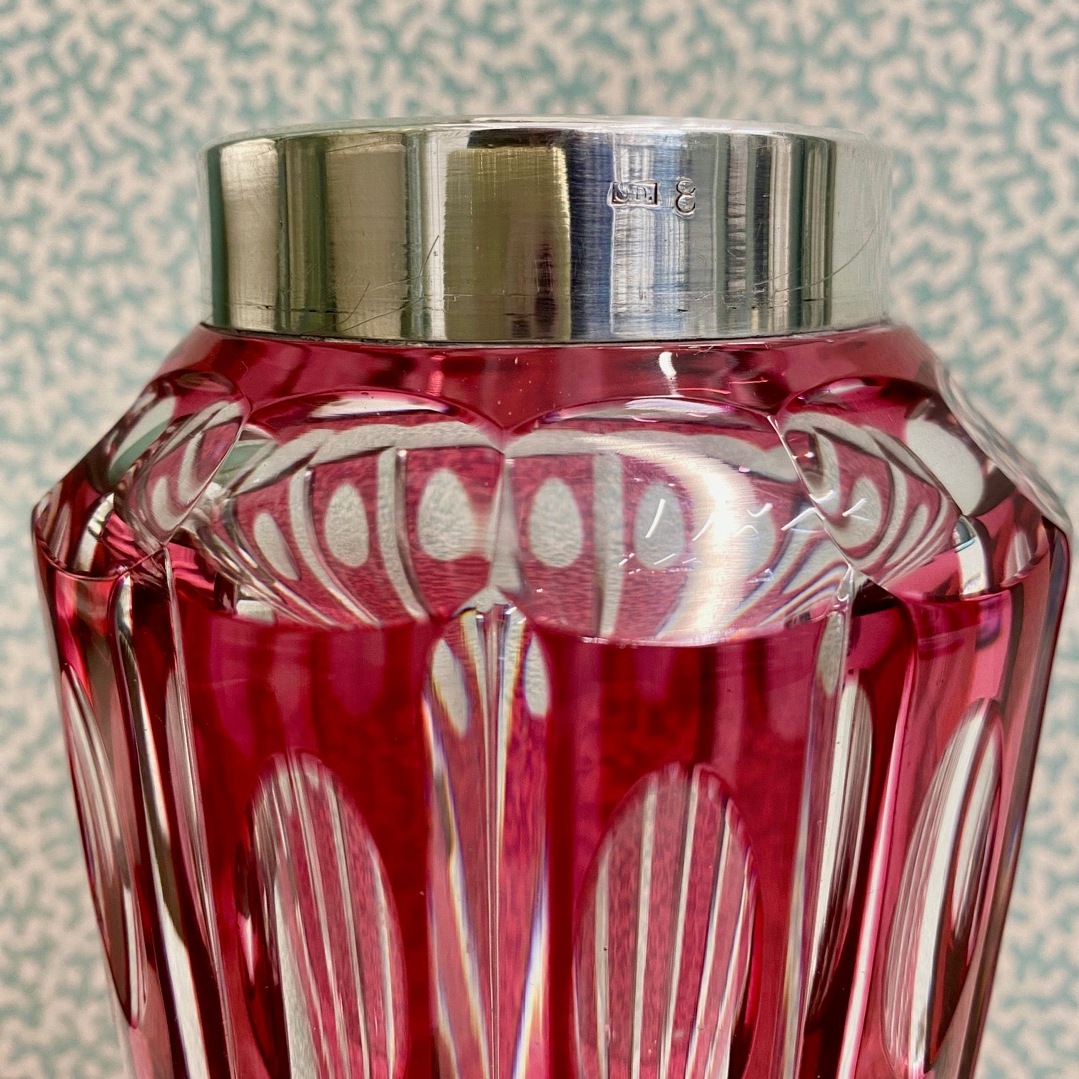 Large Cranberry Crystal Val St Lambert Cocktail Shaker G163