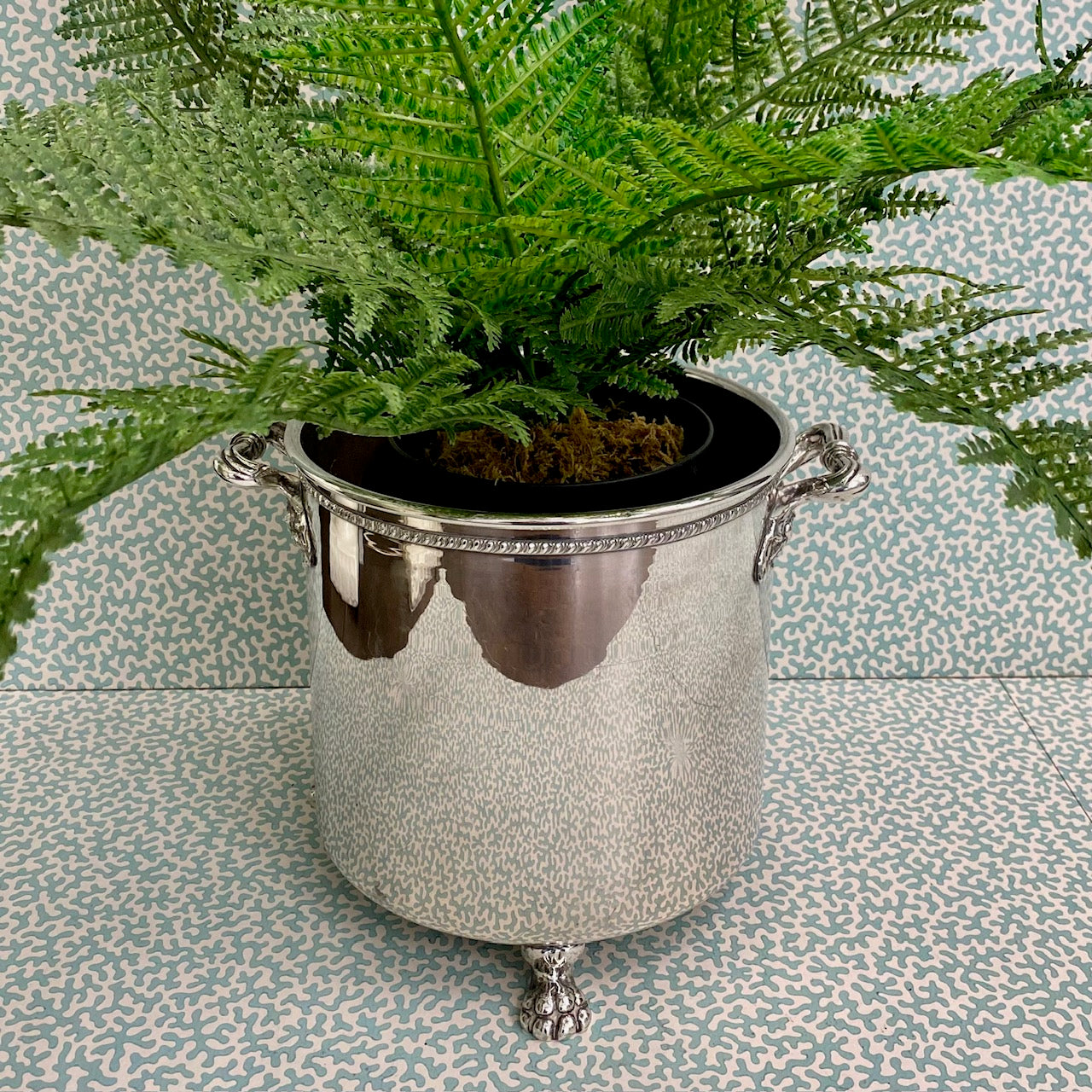 Silver Plate Planter on Paw Feet H126