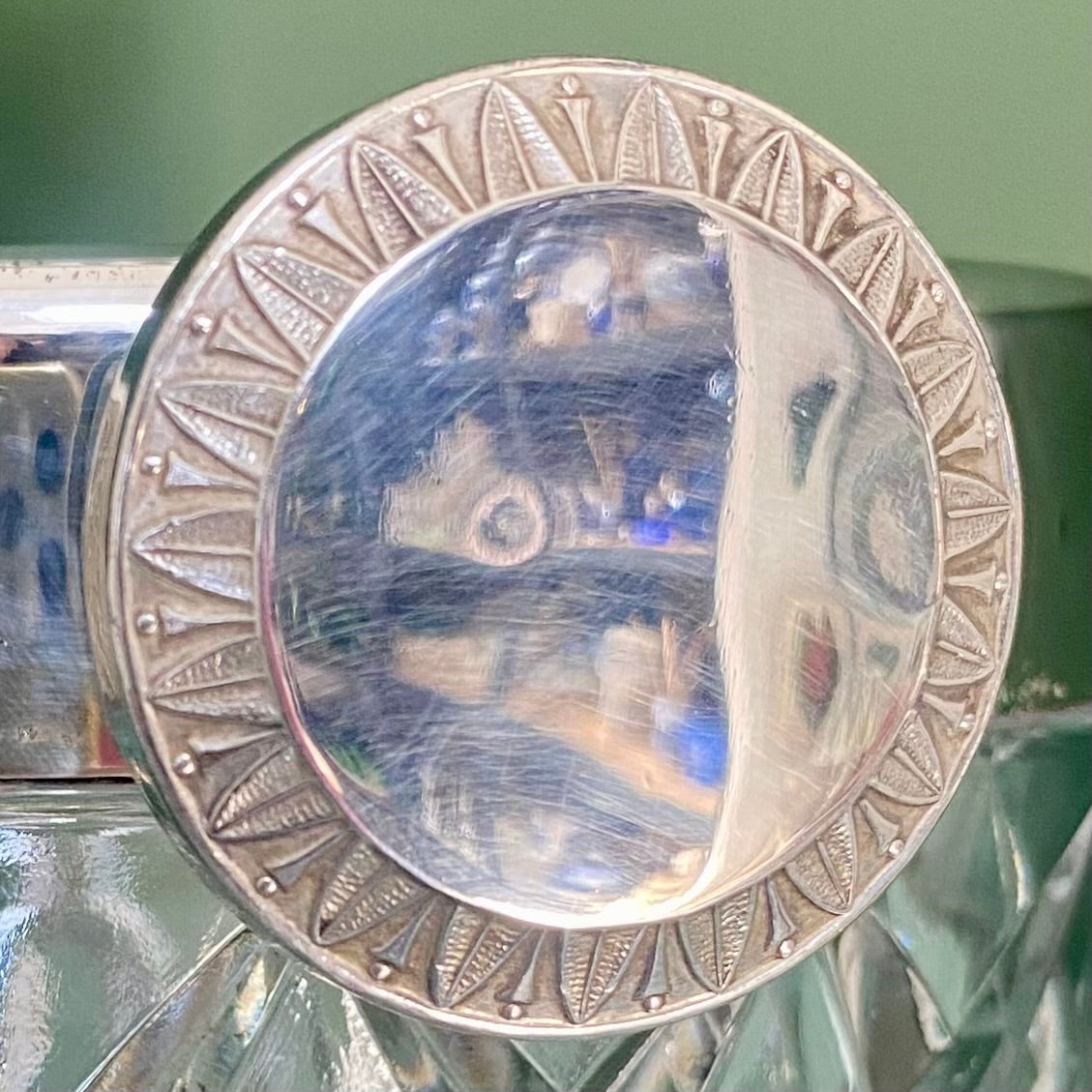Cut Crystal Champagne Cooler with Silver Plated Rim and Handles C176