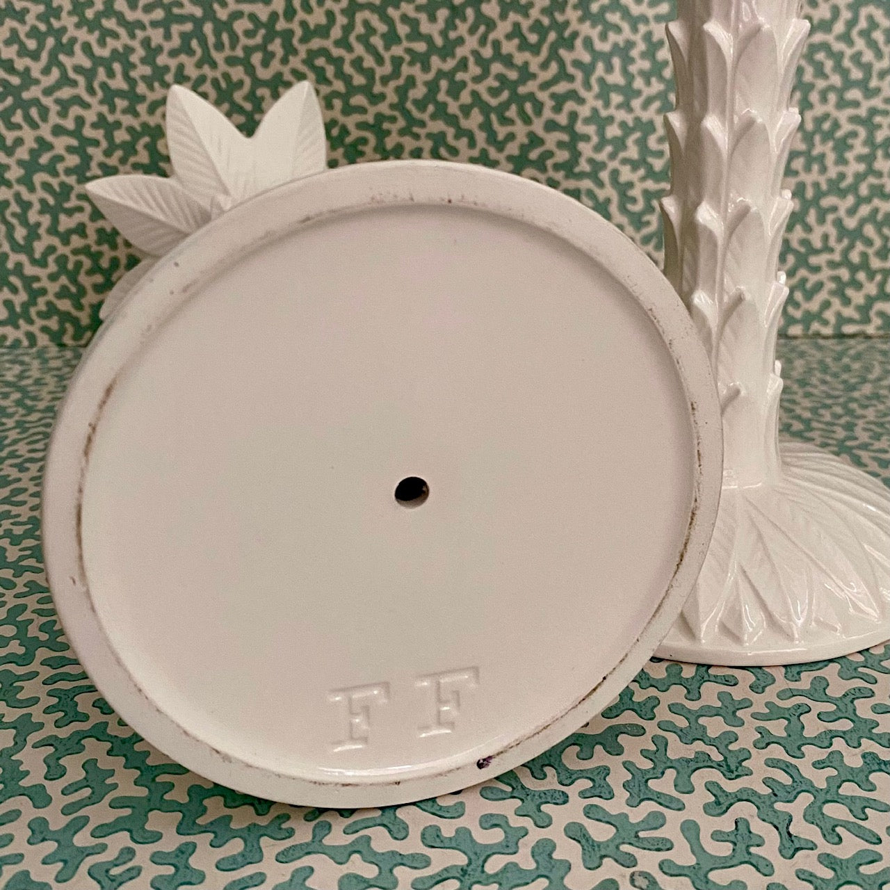 Pair Fitz & Floyd Palm Tree Candlesticks E123