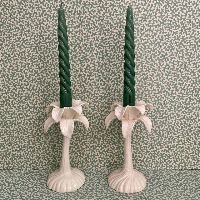 Pair Fitz & Floyd Palm Tree Candlesticks E124