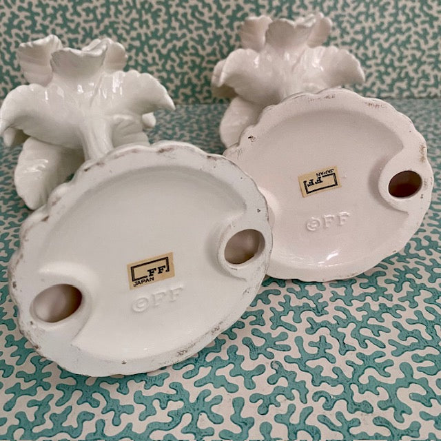 Pair Fitz & Floyd Palm Tree Candlesticks E124